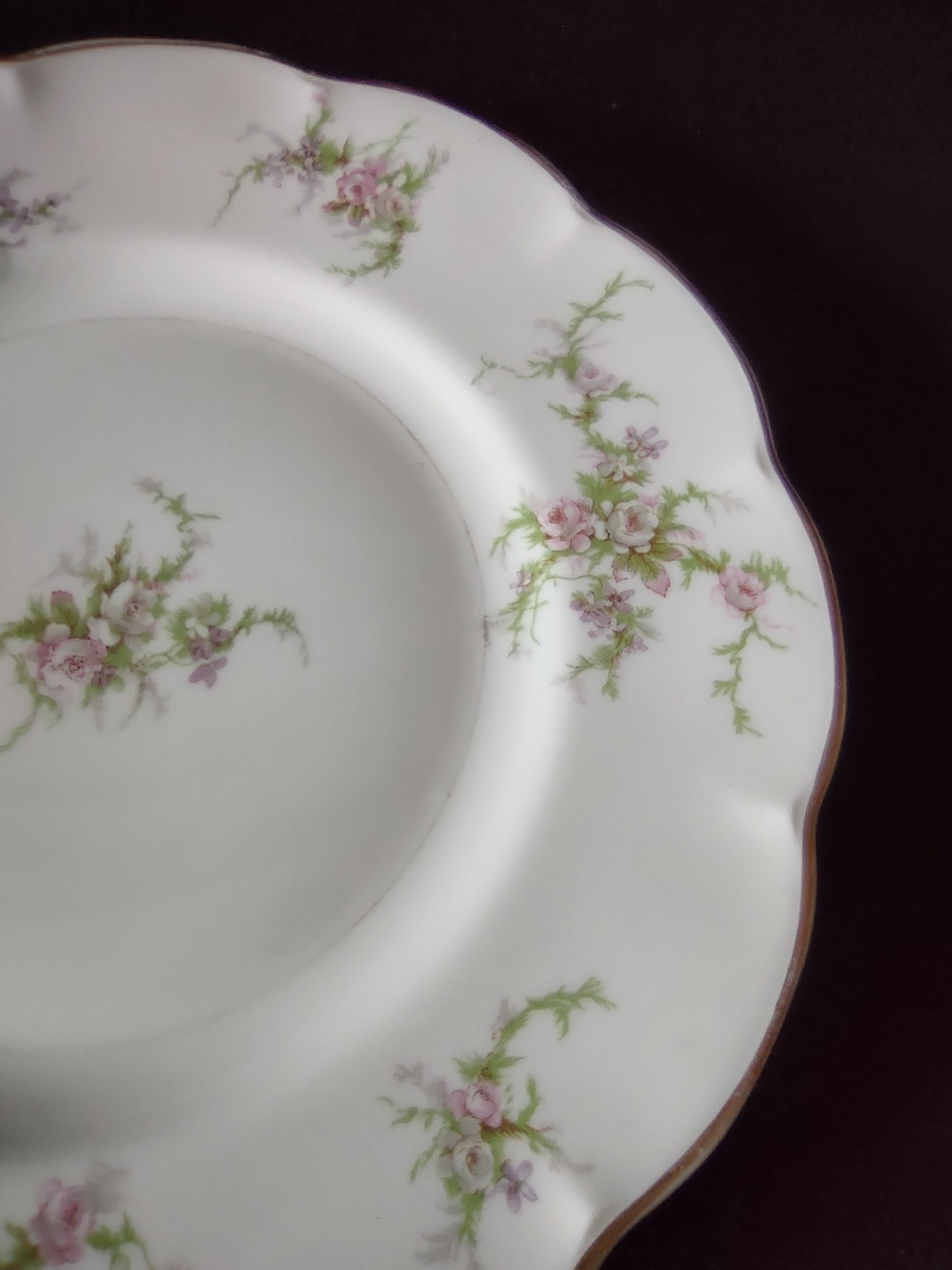 Vintage Theodore Haviland France Pink Floral Spray Plate - floral spray detail