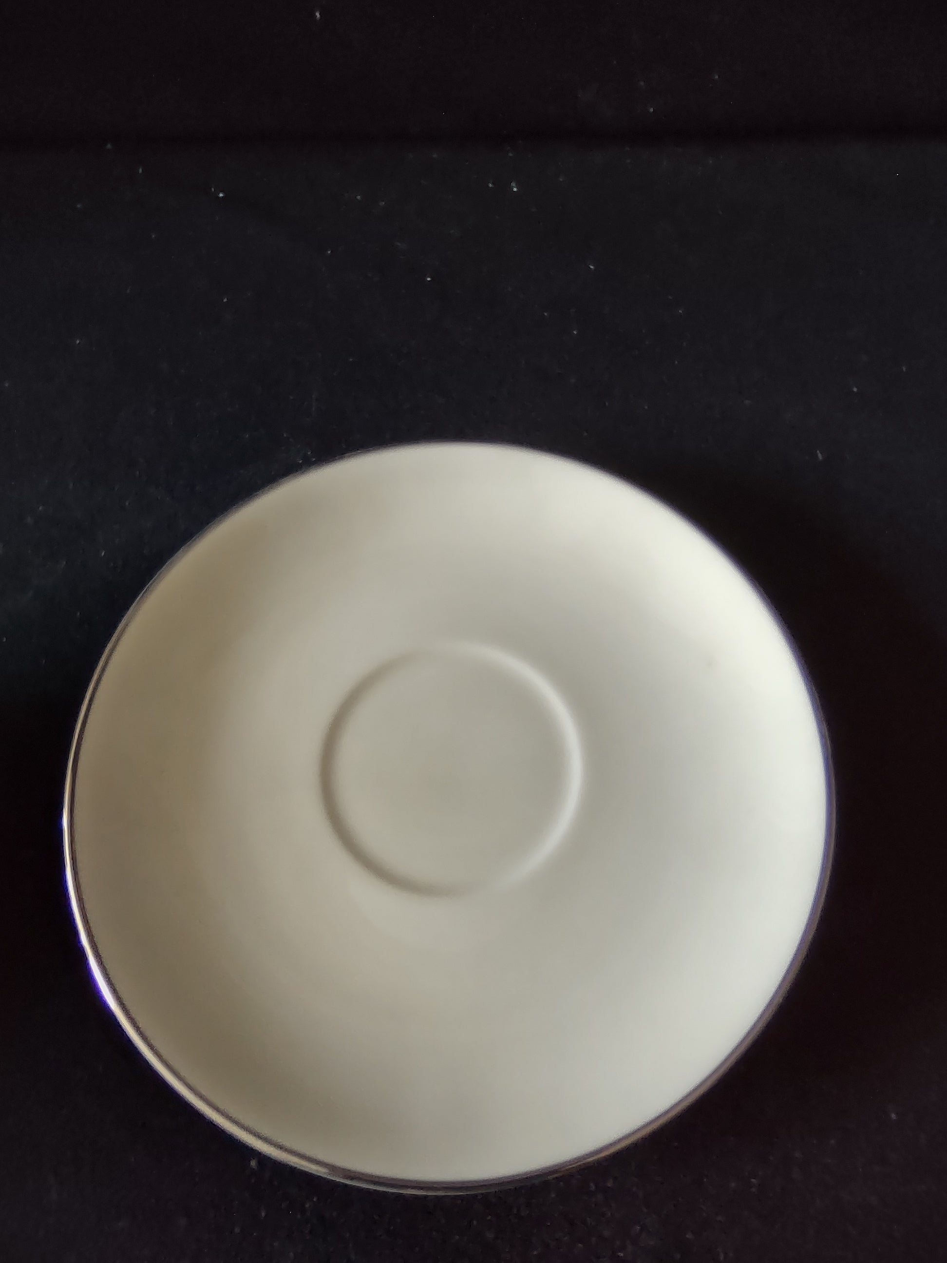 Flintridge China footed cup with platinum handle and rim