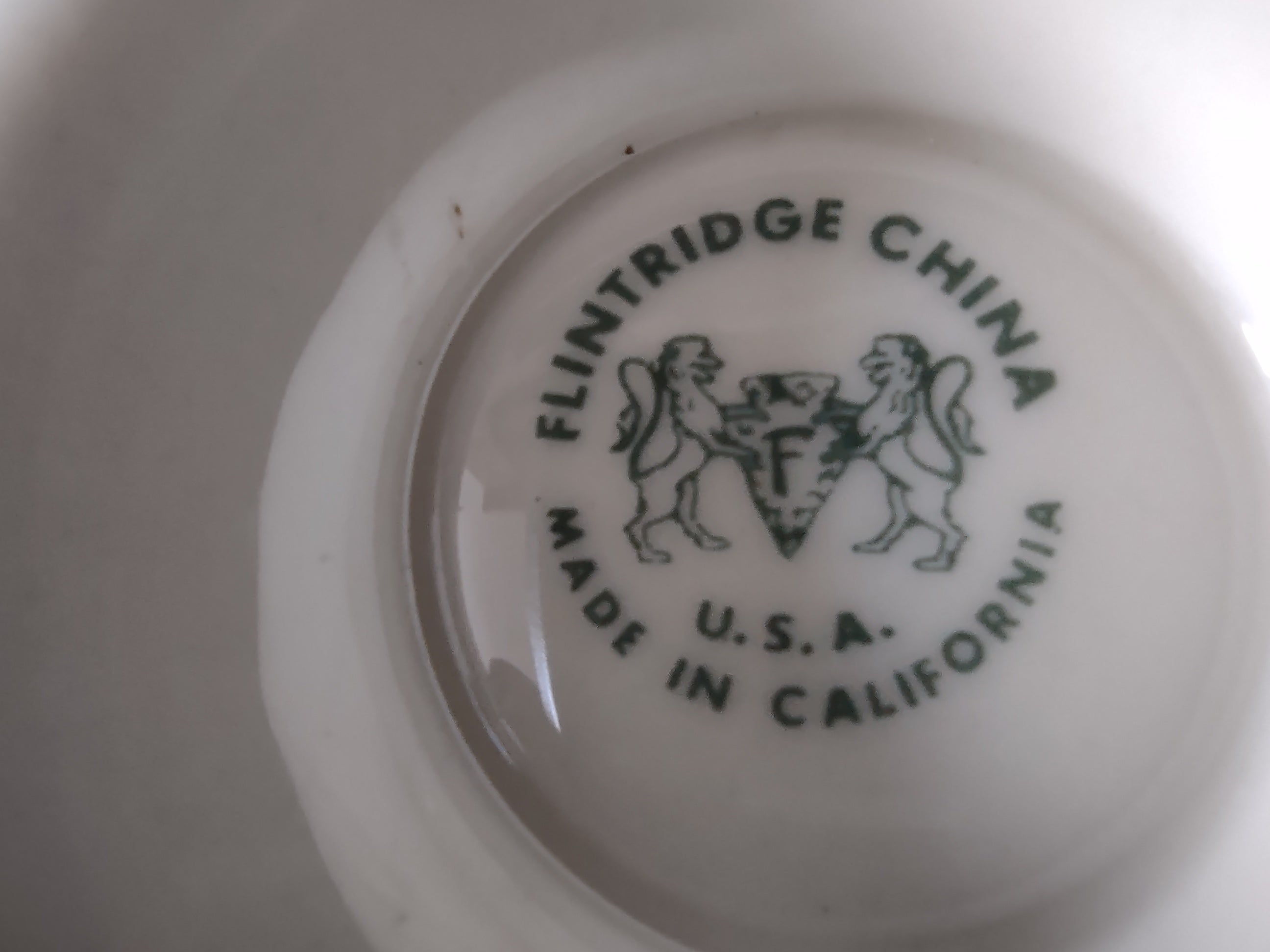 Flintridge China Brown Rose pattern detail close-up on saucer