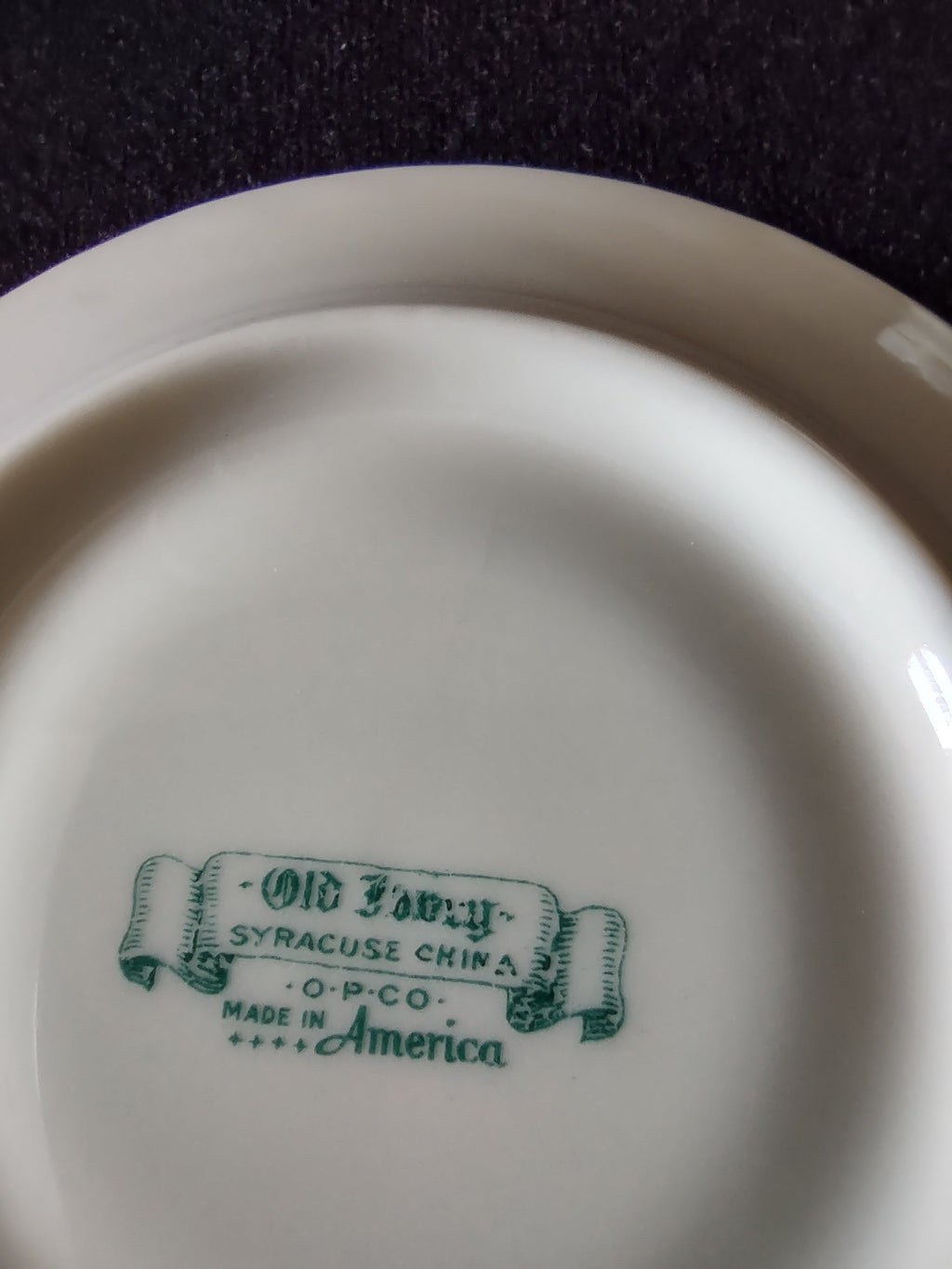 Syracuse China Old Ivory cup and saucer set detail view