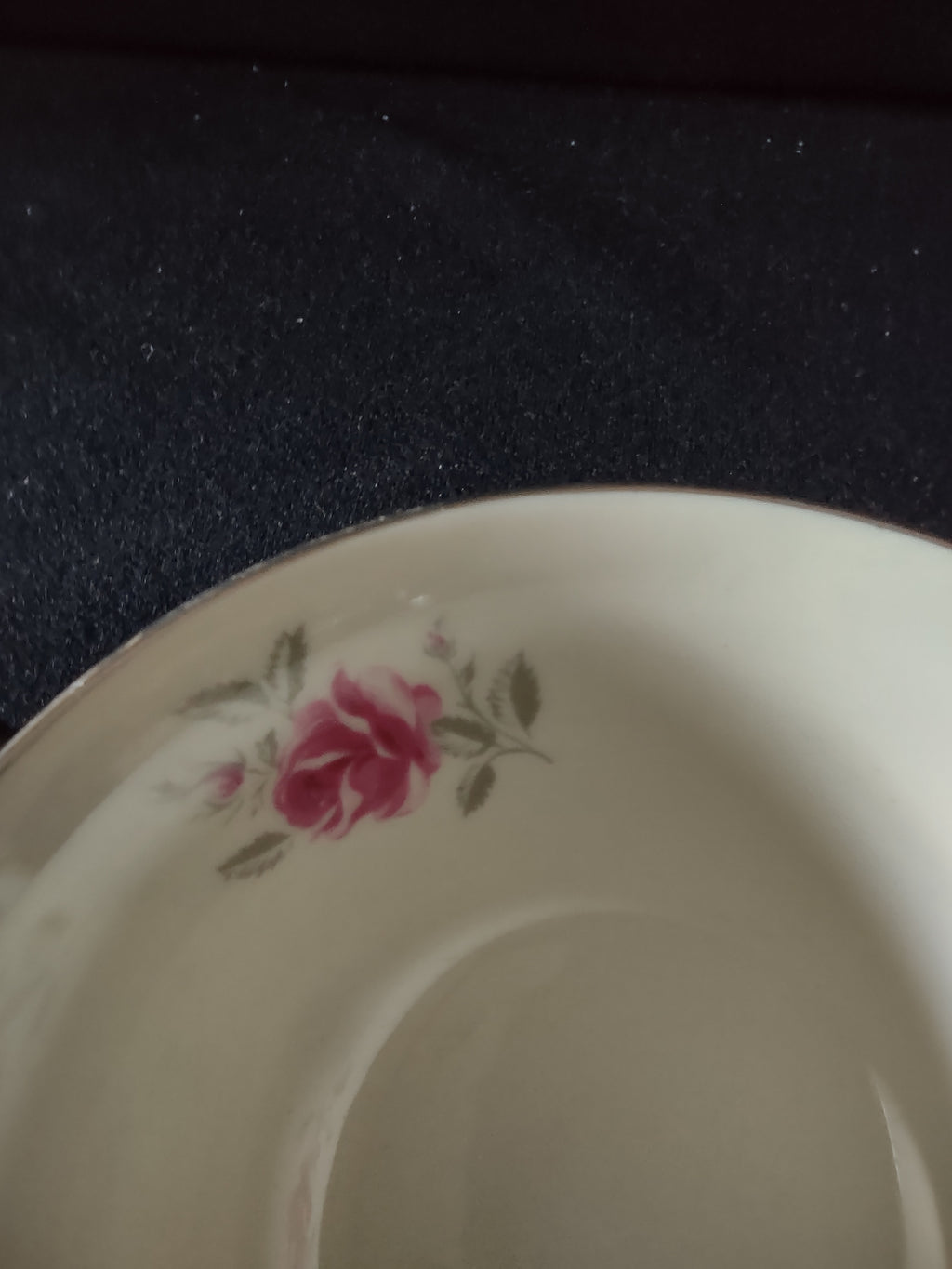 Vintage Flintridge China Pink Rose Platinum Cup & Saucer Set of 2 [7183]