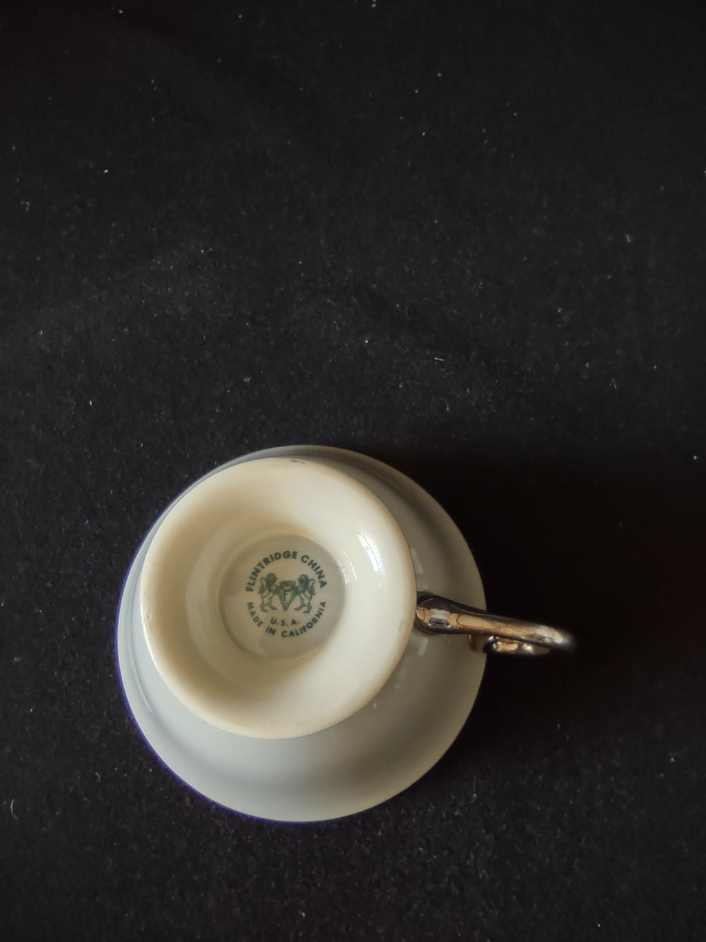 Vintage Flintridge China Pink Rose Platinum Cup & Saucer Set of 2 [7183]