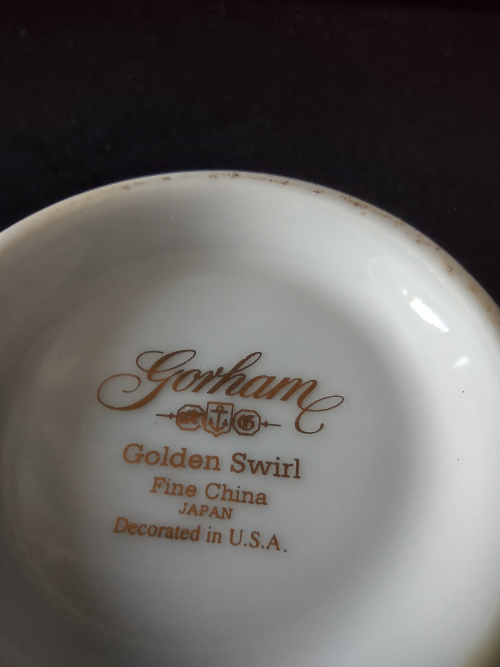 Gorham Golden Swirl Fine China Japan backstamp