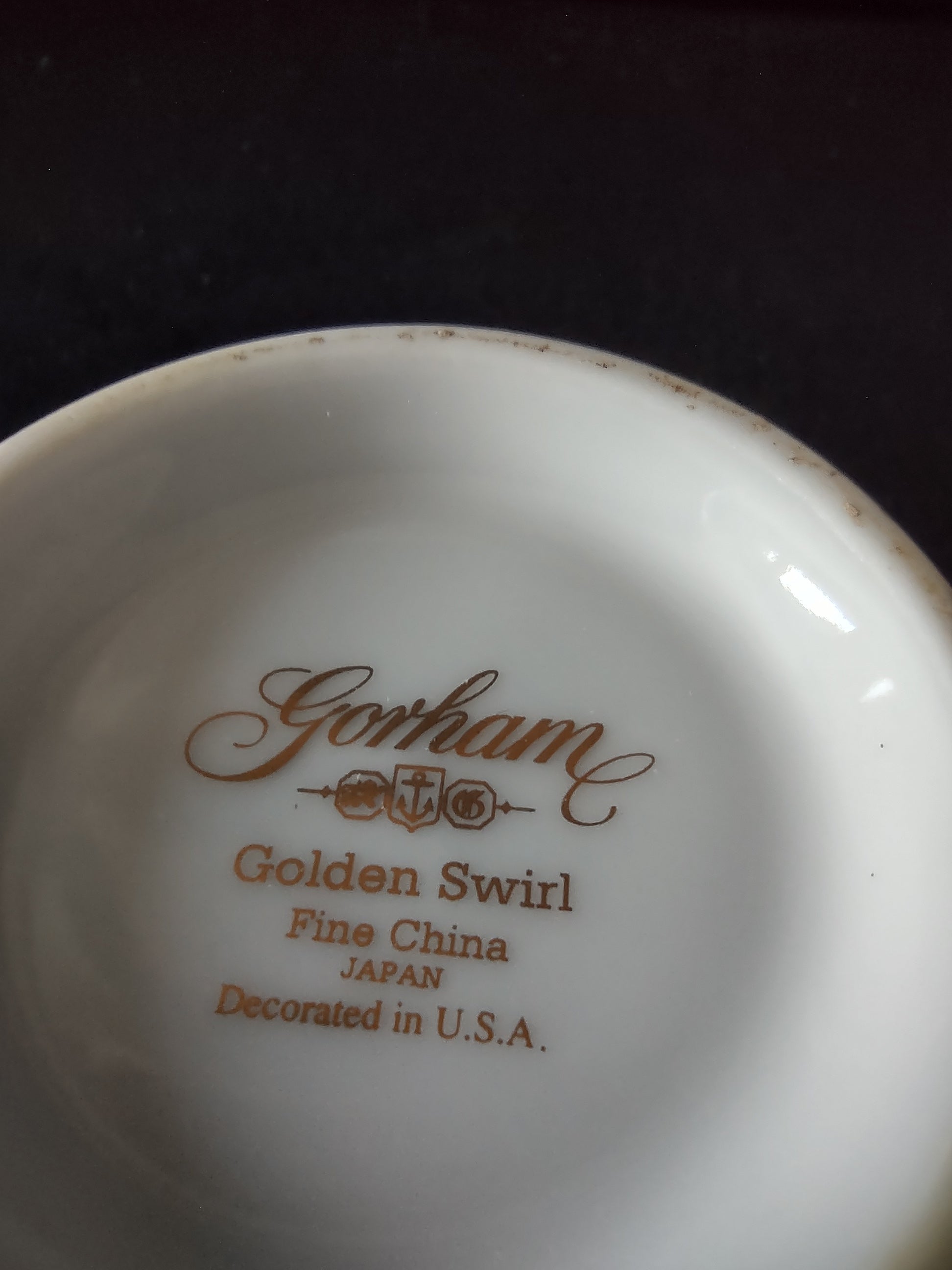 Gorham Golden Swirl Fine China Japan backstamp