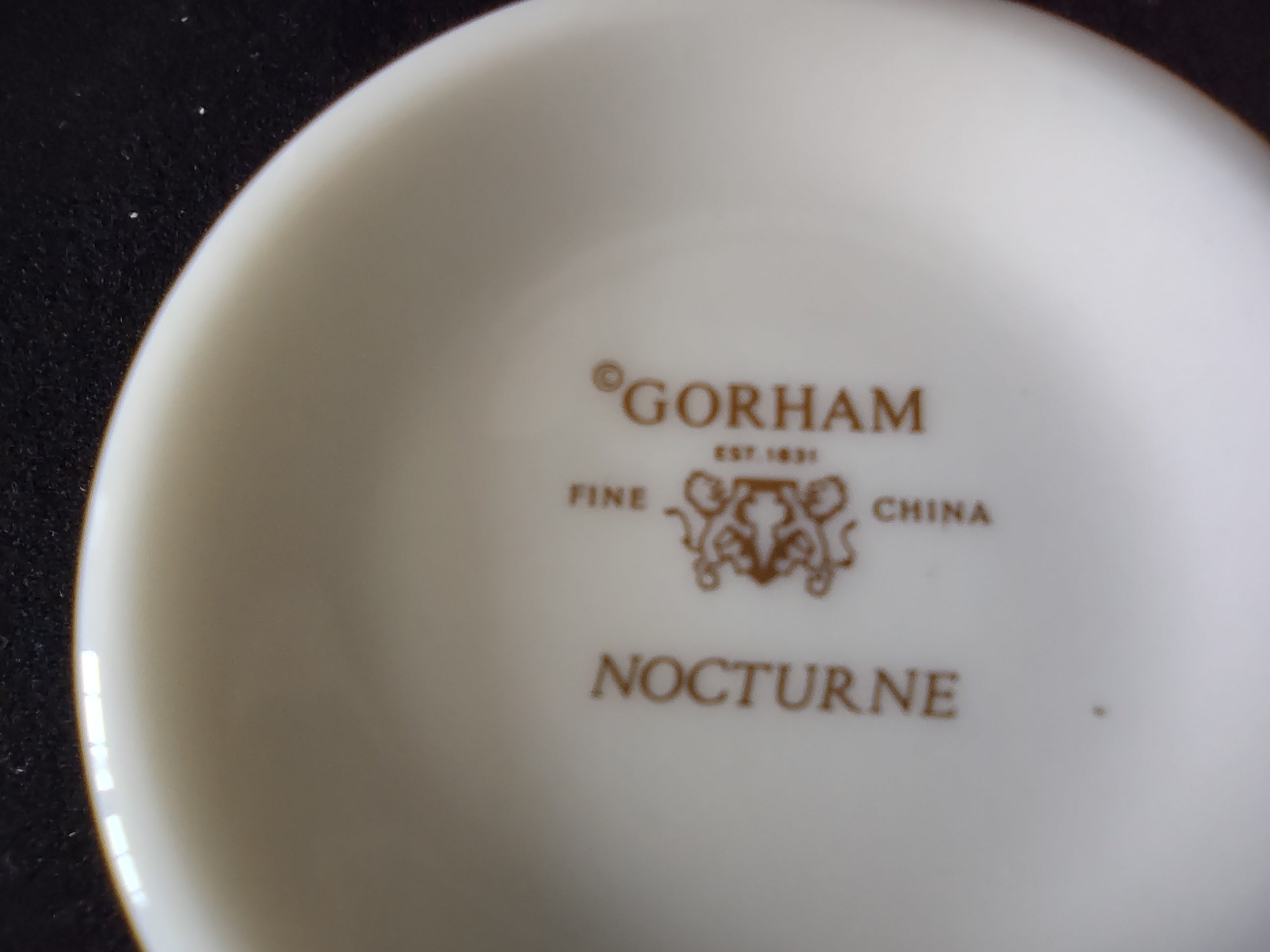 Gorham Nocturne Fine China teacup with ruler for scale