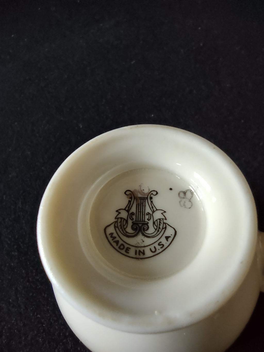 Castleton China lyre backstamp close-up Made in USA