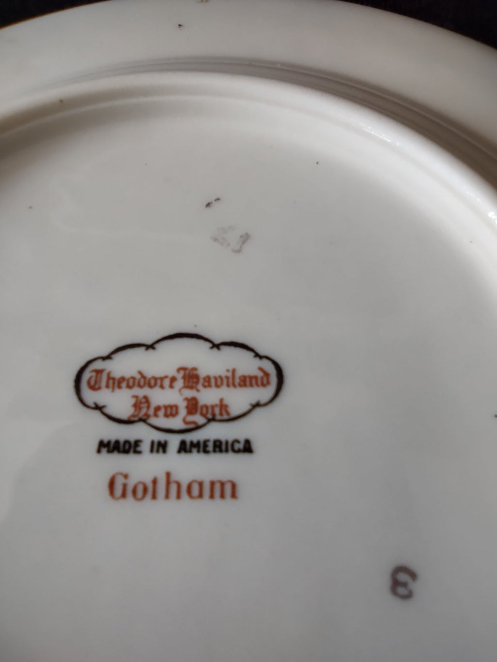 Theodore Haviland Gotham plate size measurement approximately 6 inches