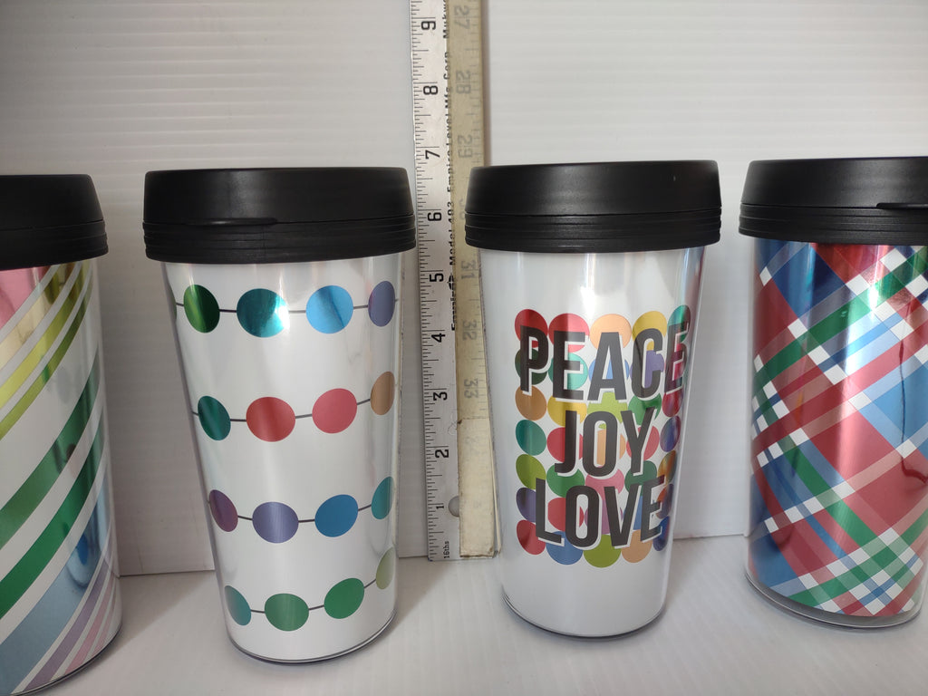 Vintage Holiday Acrylic Travel Tumblers Set of 4 Mixed [7243]