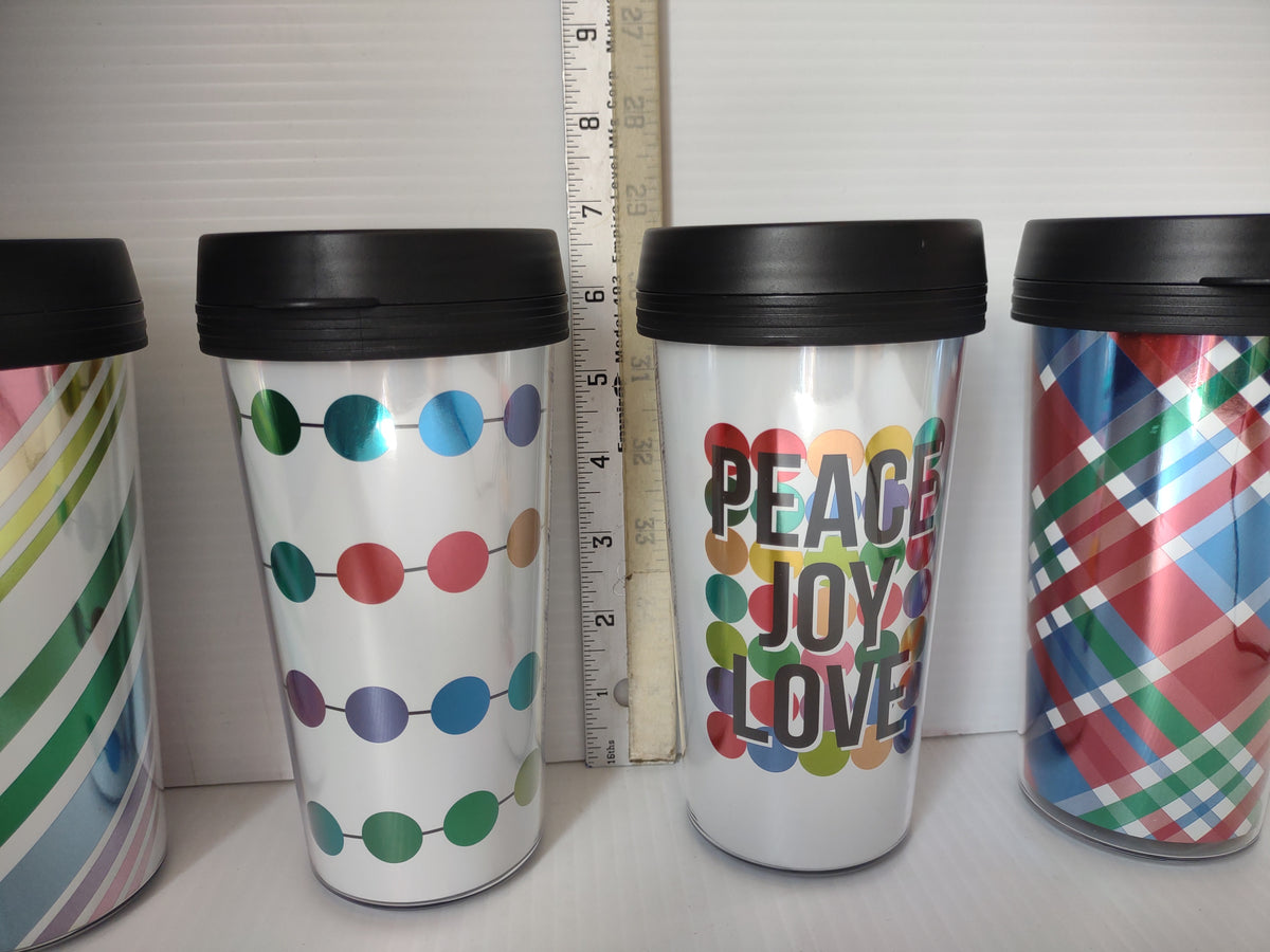 Vintage Holiday Acrylic Travel Tumblers Set of 4 Mixed [7243]