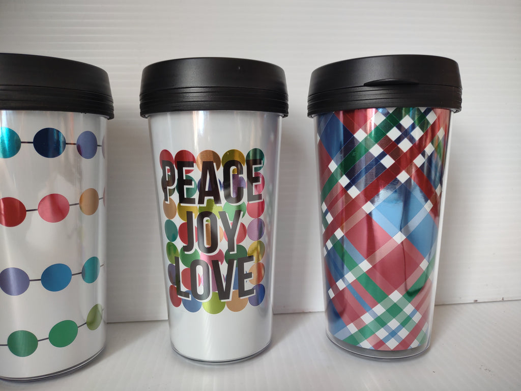 Vintage Holiday Acrylic Travel Tumblers Set of 4 Mixed [7243]