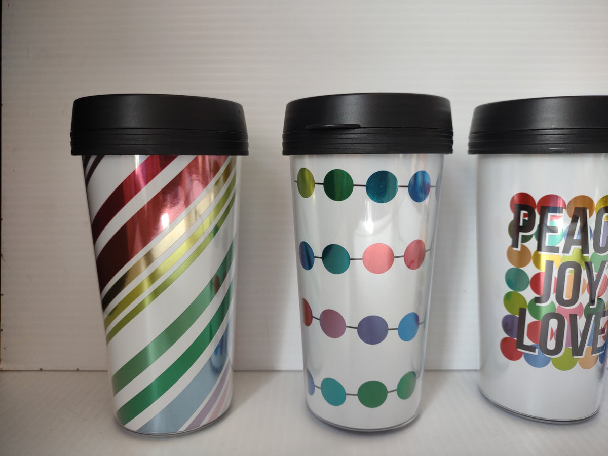 Vintage Holiday Acrylic Travel Tumblers Set of 4 Mixed [7243]