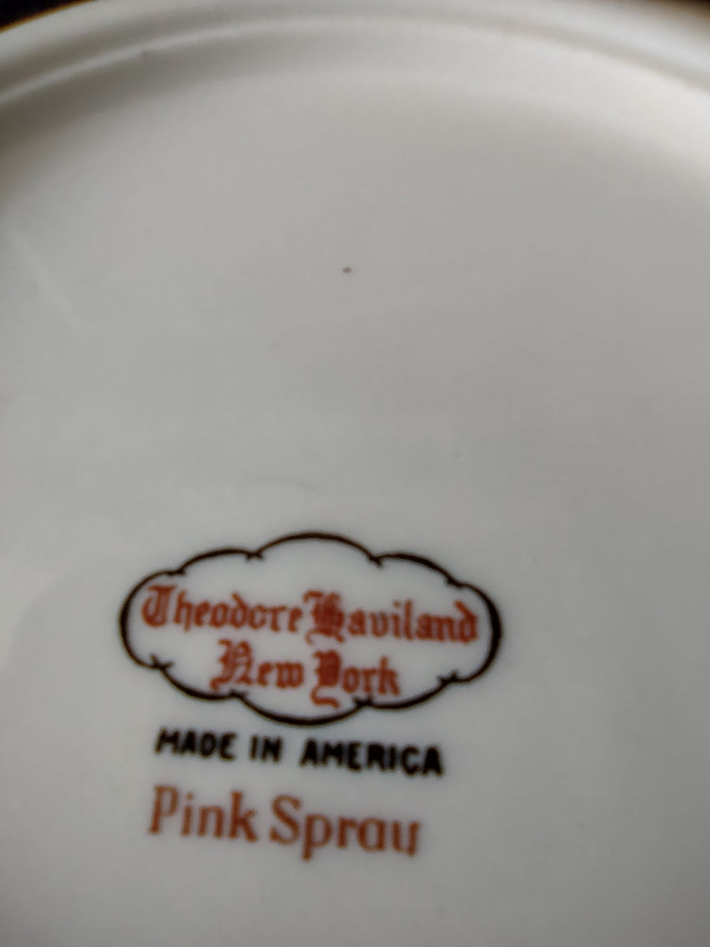 Theodore Haviland NY Pink Spray bowl back showing backstamp