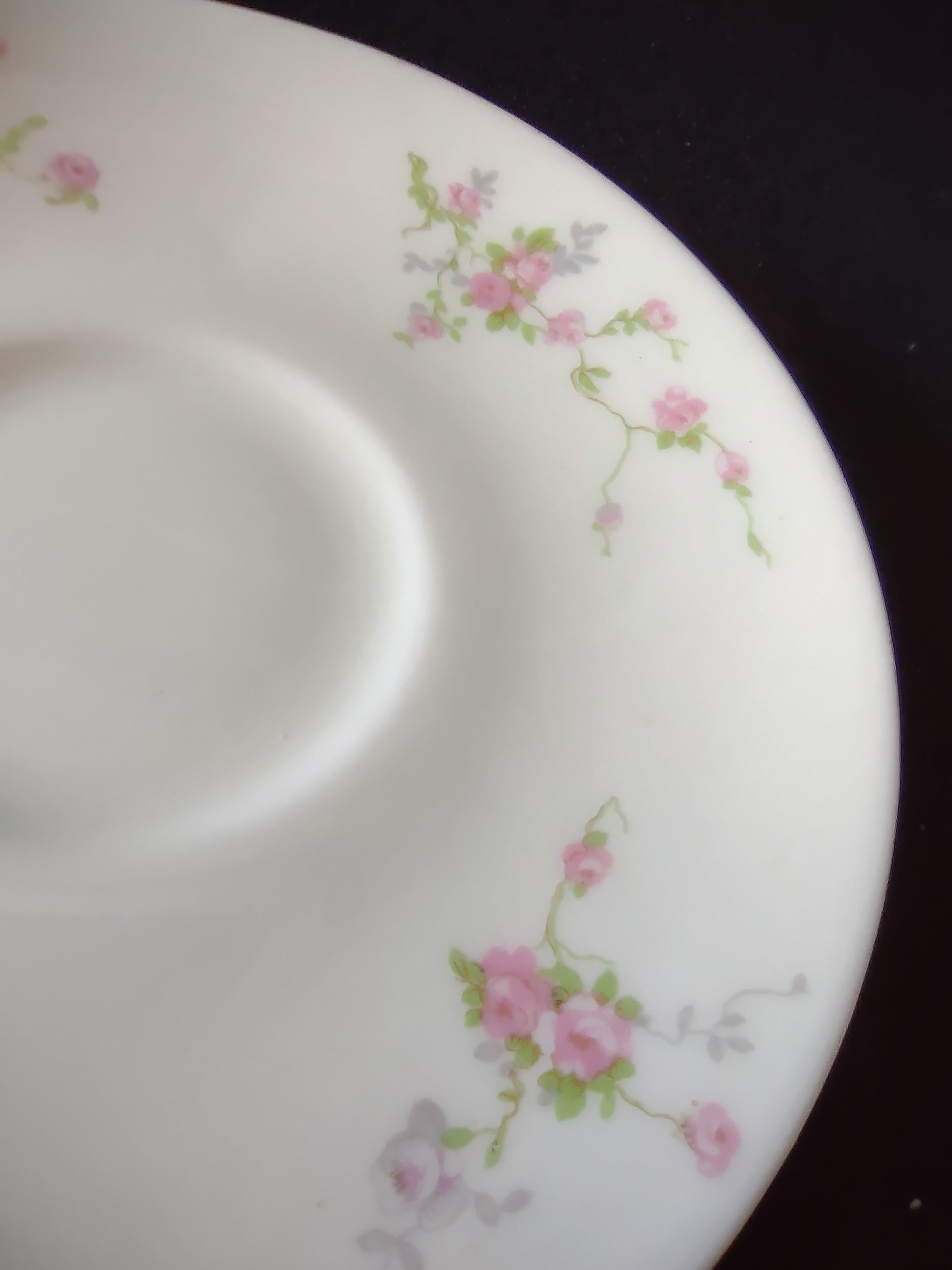 Theodore Haviland Pink Spray cup interior showing floral pattern