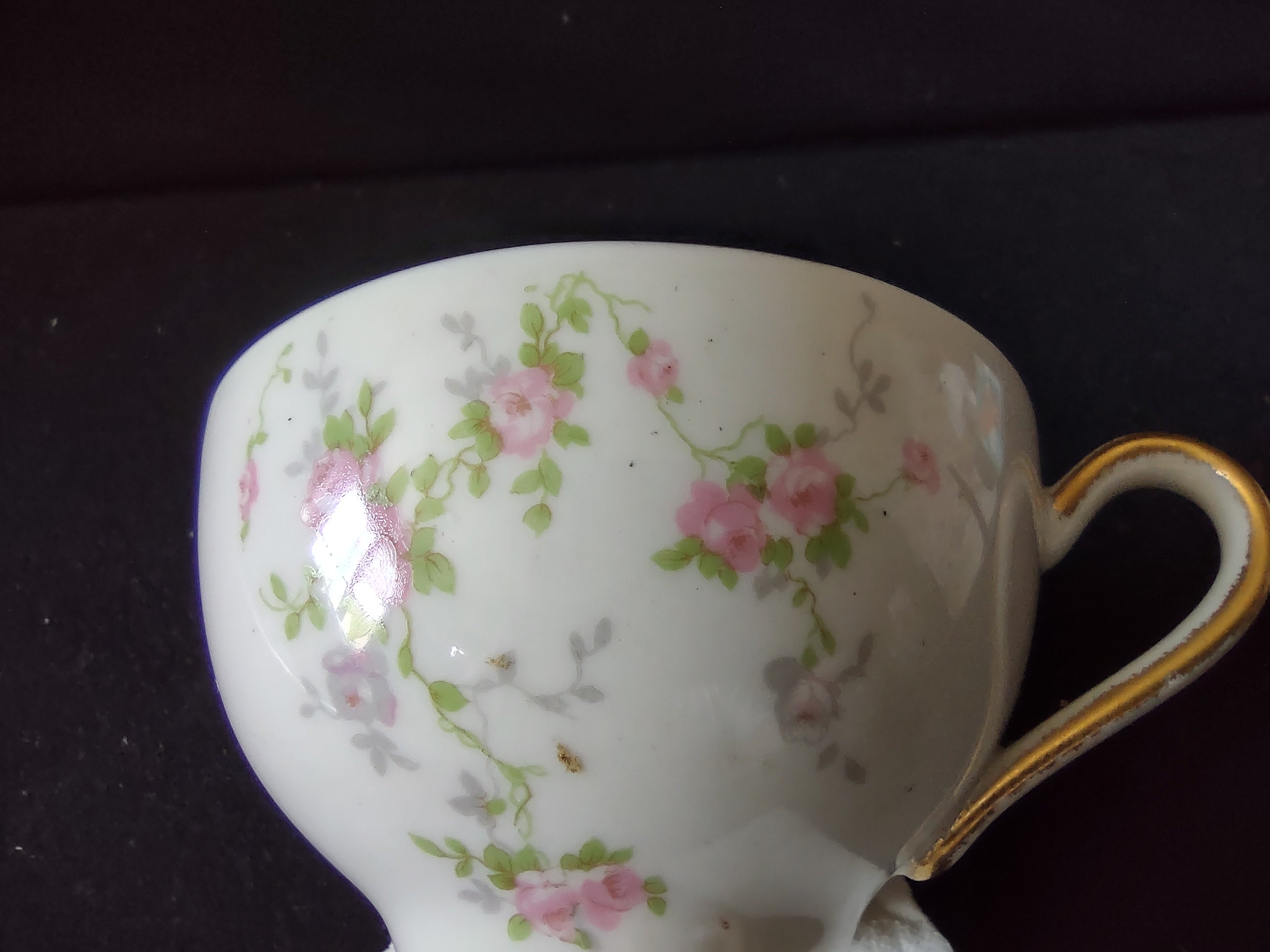 Theodore Haviland Pink Spray cup and saucer set detail
