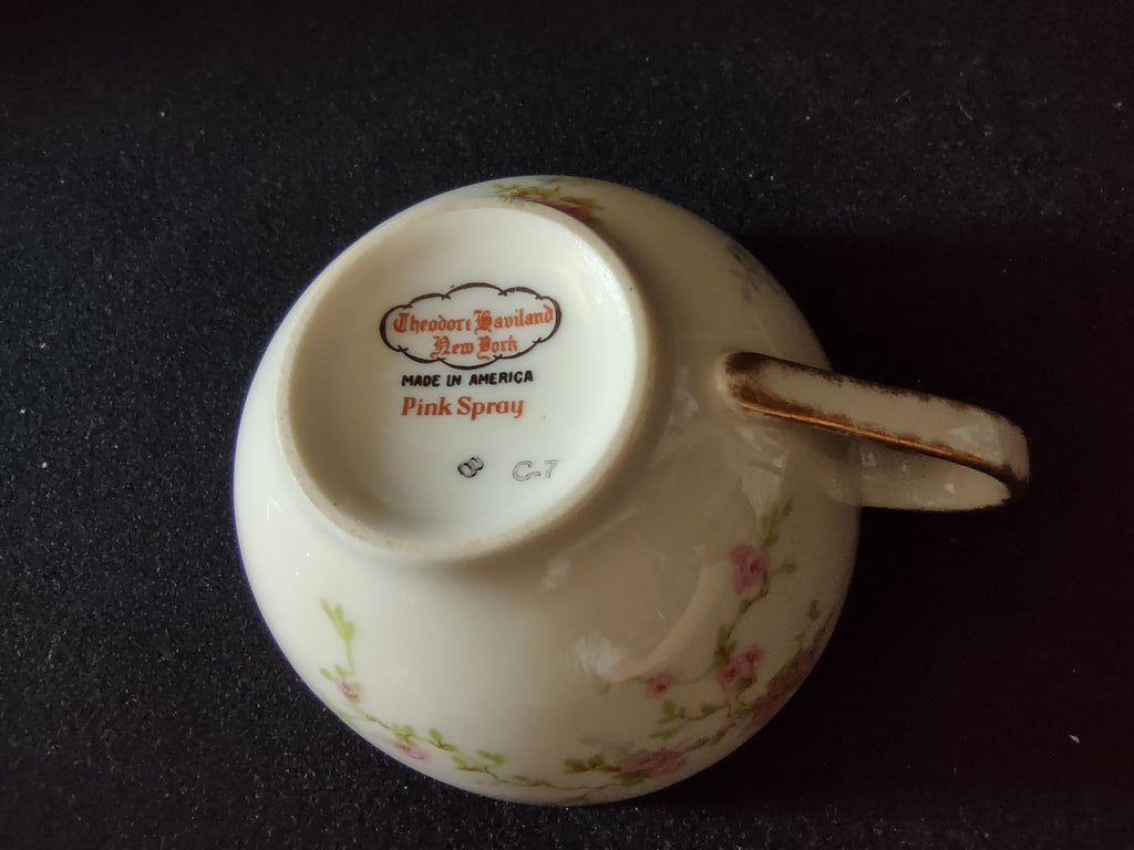 Theodore Haviland Pink Spray teacup bottom view