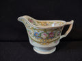 Vintage Syracuse China Opco USA Rose Marie creamer pitcher - front view showing floral gold scrollwork pattern