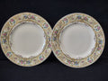 Vintage Syracuse China Opco USA Rose Marie plates set of 2 - front view showing floral gold scrollwork border