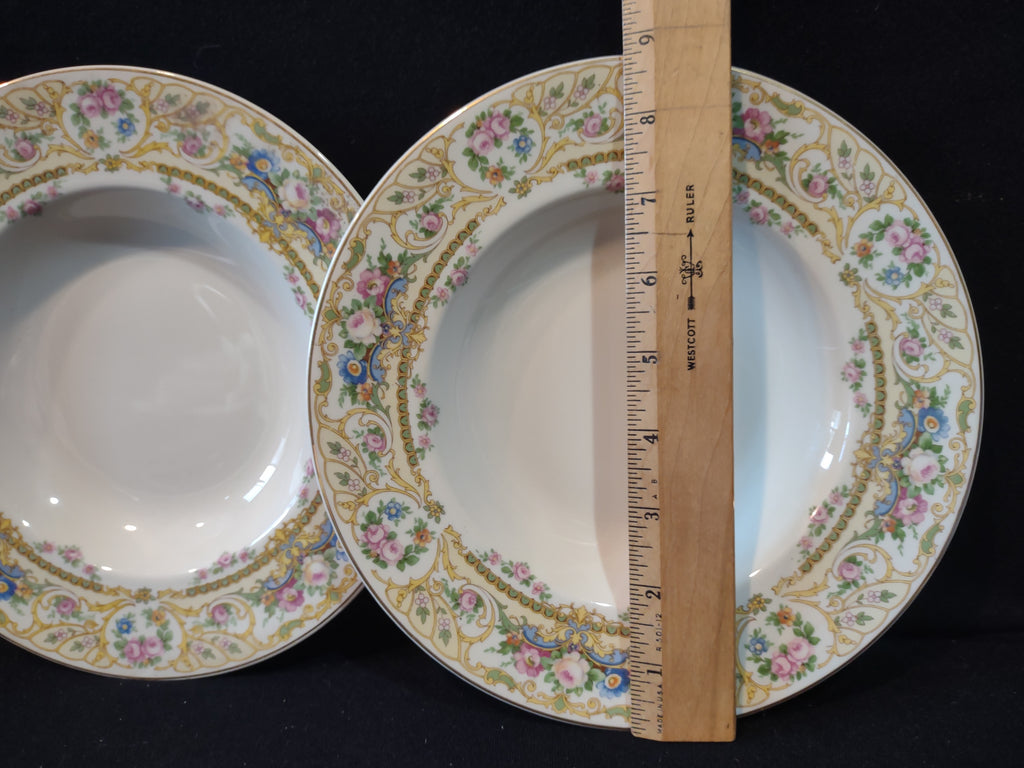 Vintage Syracuse China OPCo Rose Marie Rimmed Soup Bowl Set of 2 [7203]