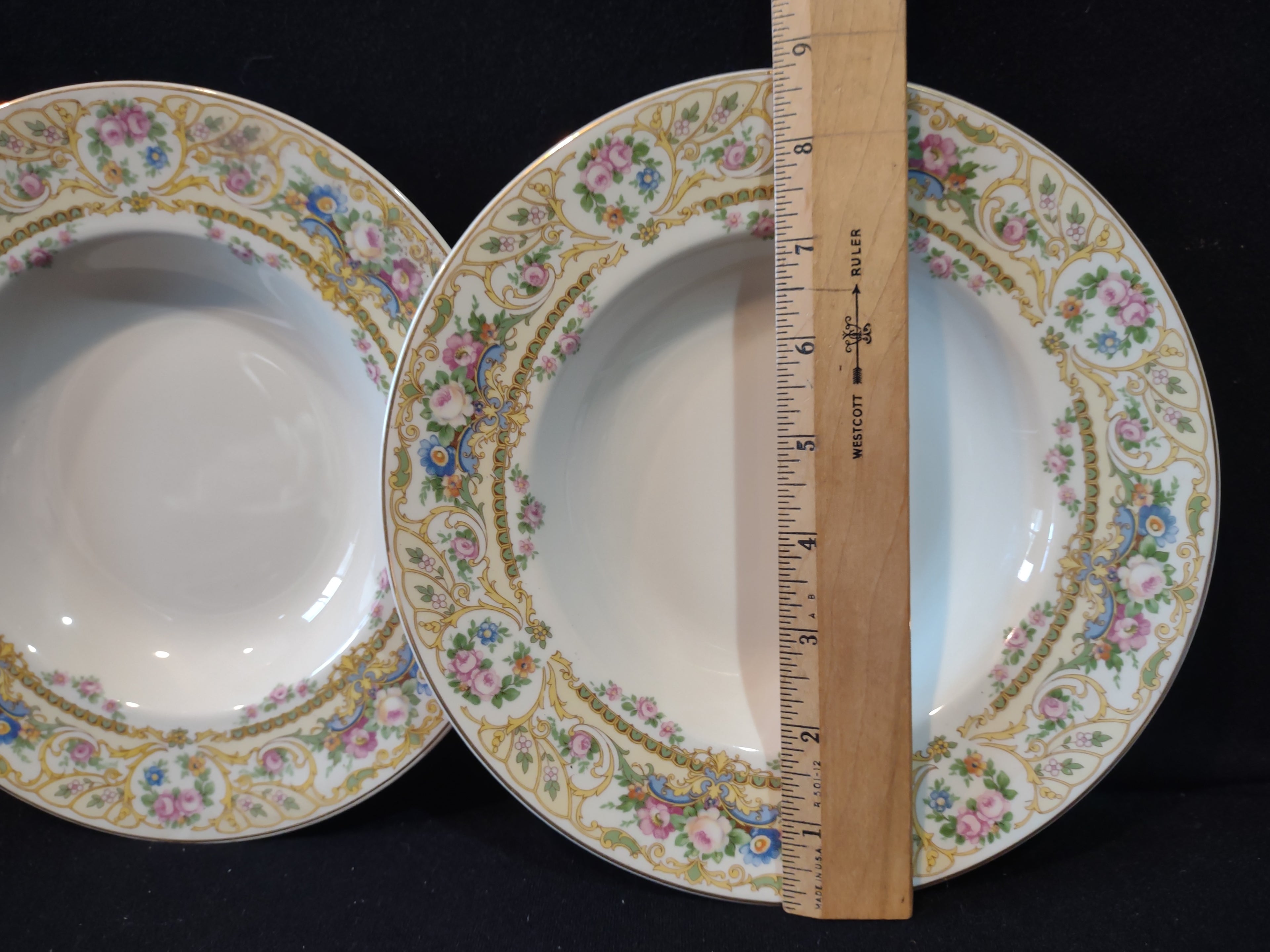 Vintage Syracuse China OPCo Rose Marie Rimmed Soup Bowl Set of 2 [7203]