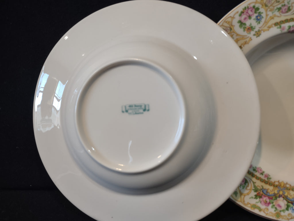 Vintage Syracuse China OPCo Rose Marie Rimmed Soup Bowl Set of 2 [7203]