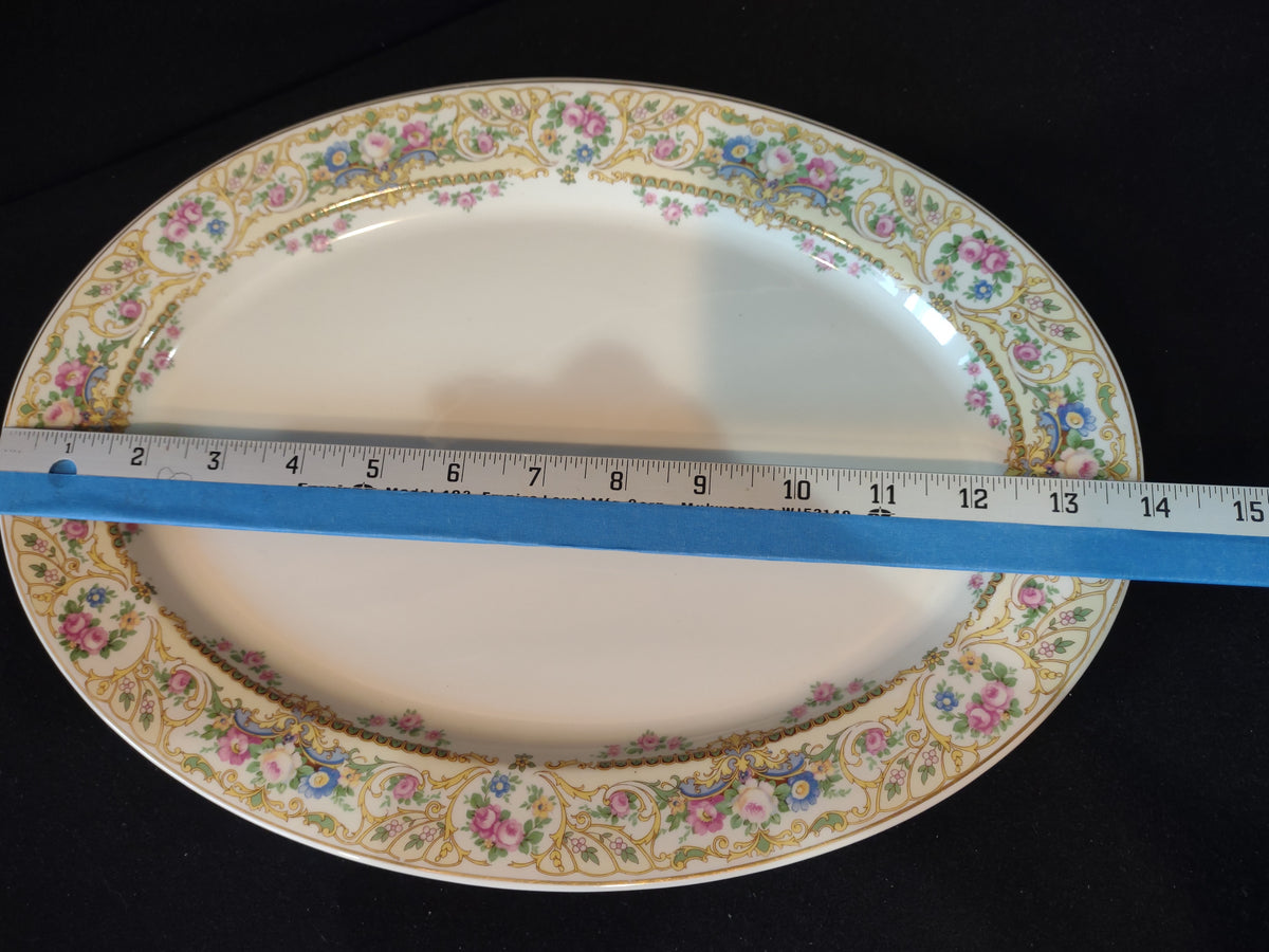 Vintage Syracuse China Rose Marie Floral Oval Serving Platter [7204]