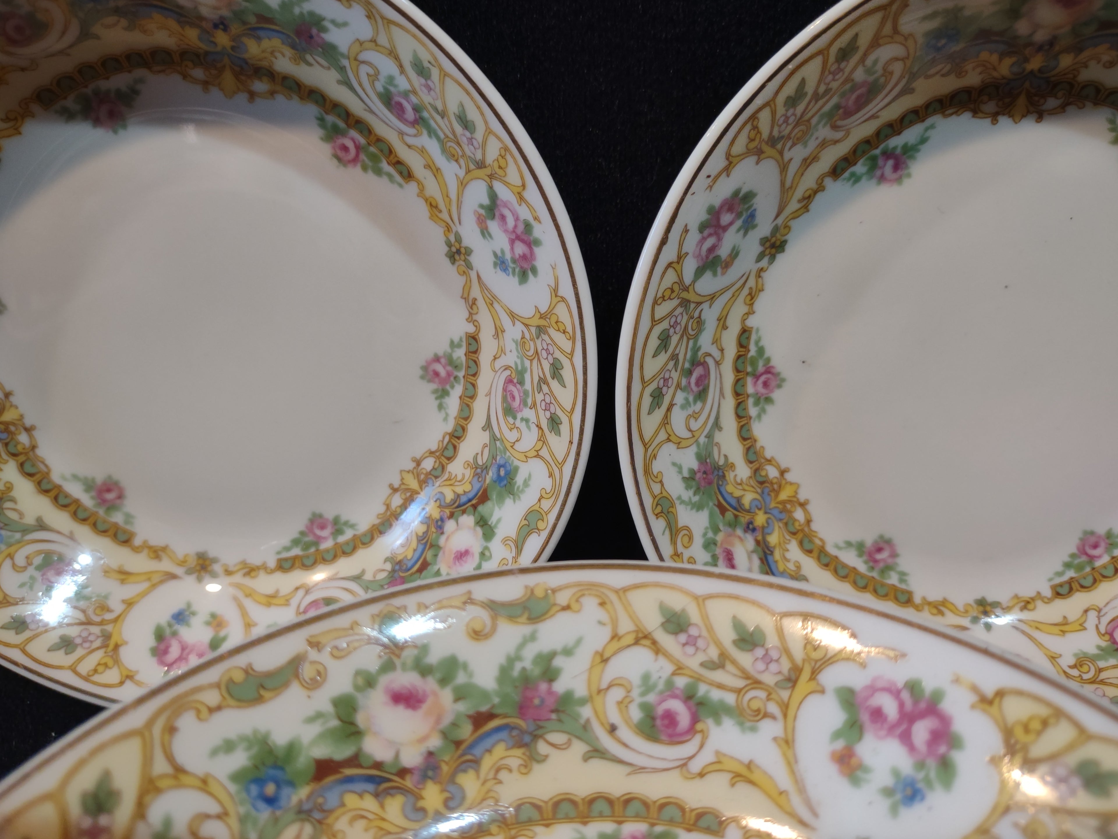 Vintage Syracuse China Rose Marie Floral Berry Bowl Set of 7 [7208]