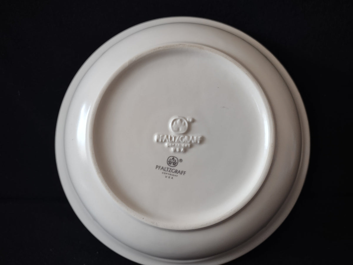 Pfaltzgraff pink floral bowl top view with ruler showing 9.5 inch diameter