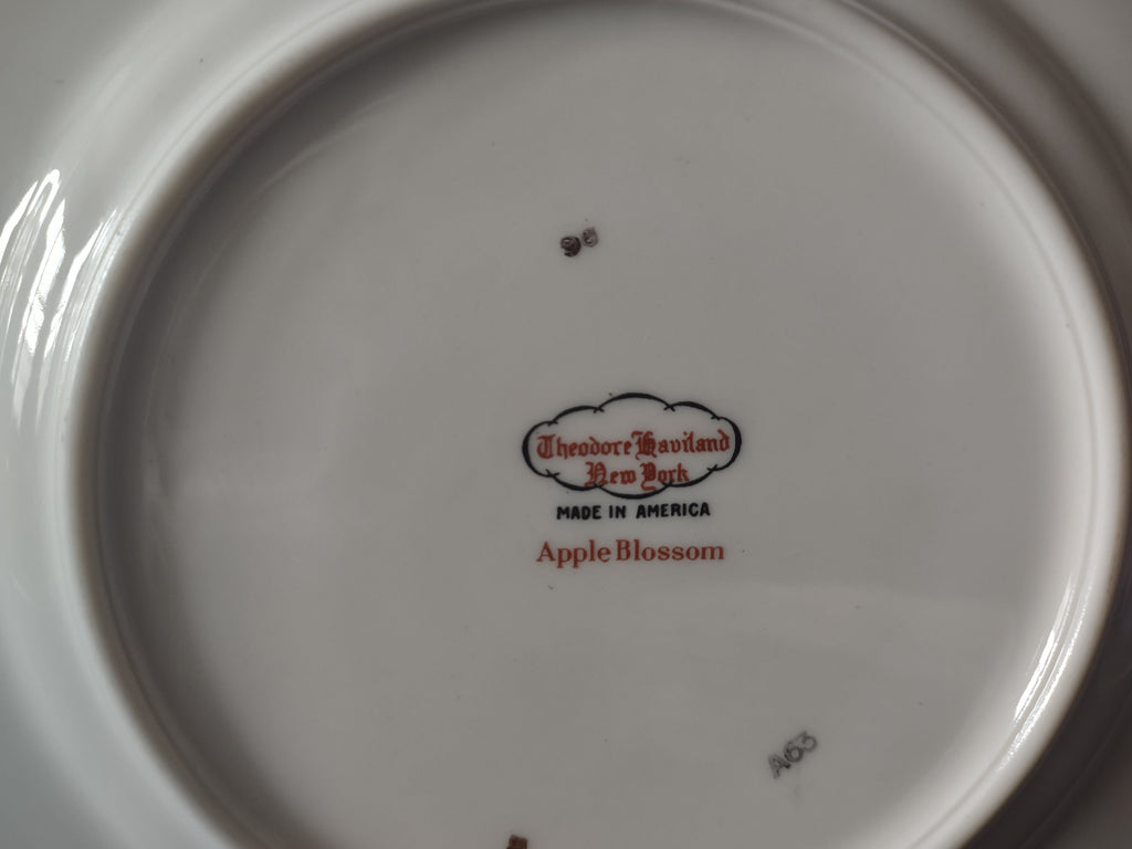 Vintage Theodore Haviland New York Apple Blossom plate backstamp Made in America