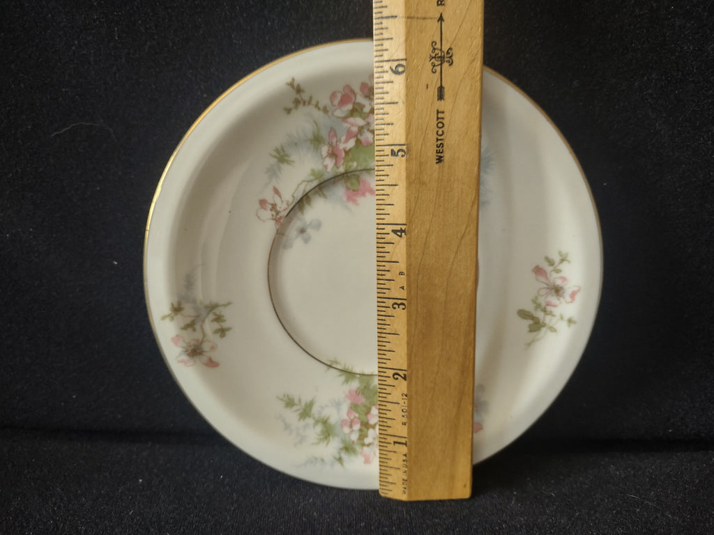 Vintage Theodore Haviland New York Apple Blossom saucer front view with ruler 6 inch diameter