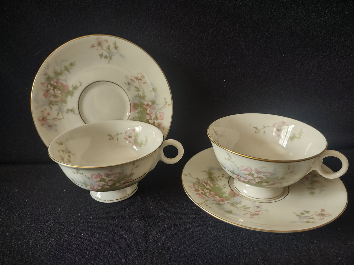 Vintage Theodore Haviland NY Apple Blossom Cup & Saucer Set of 2 [7222]