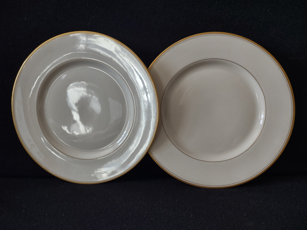 Vintage Franciscan China Off-White & Gold Band Plate Set of 2 [7226]