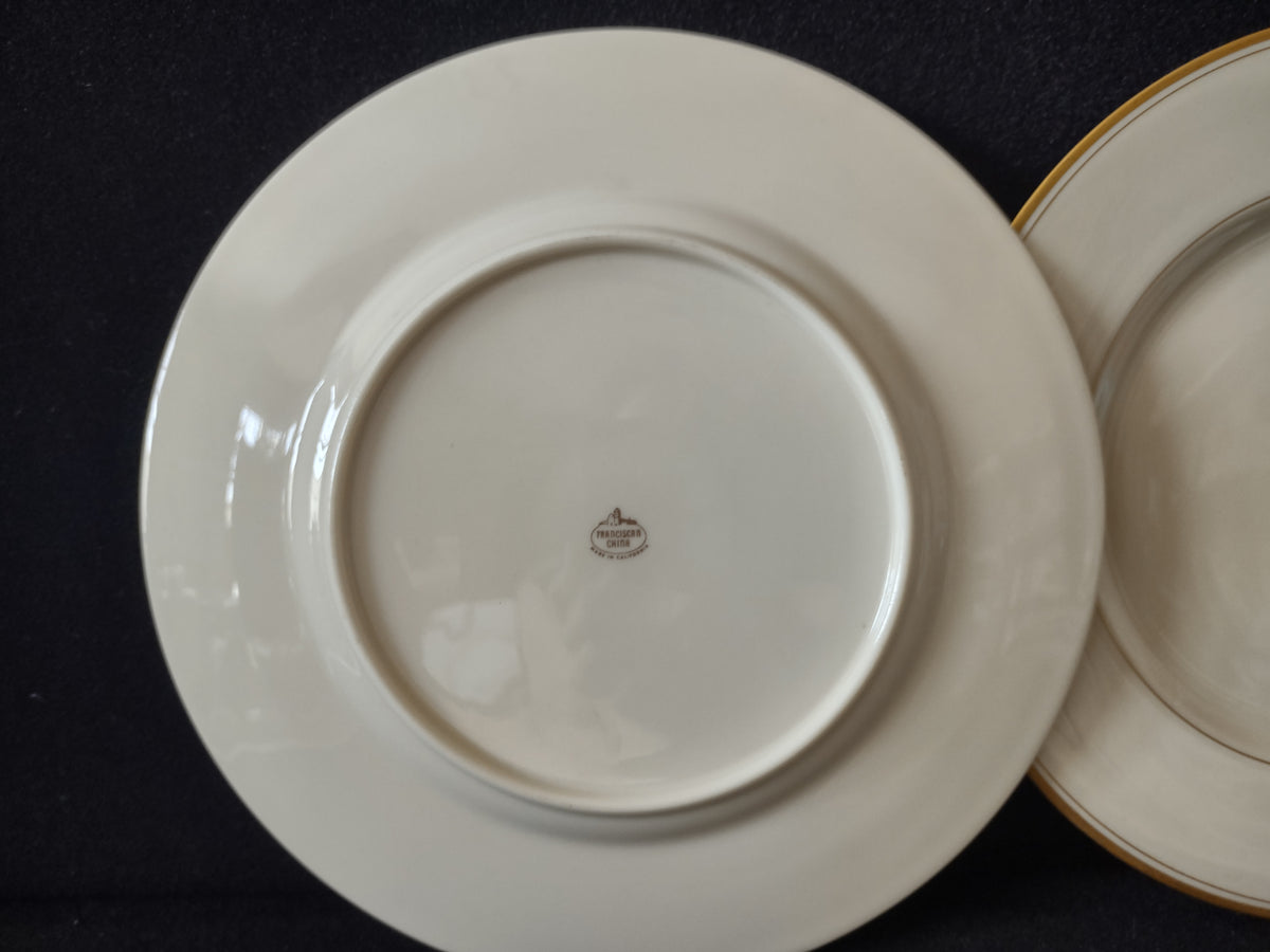 Vintage Franciscan China Off-White & Gold Band Plate Set of 2 [7226]
