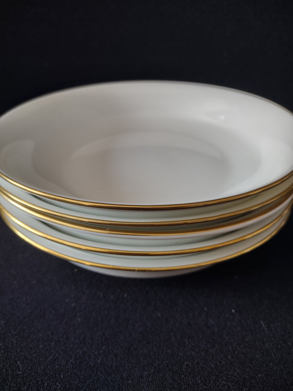 Vintage Oxford Bone China Special Off-White Gold Band Pasta Bowl Set of 5 [7227]