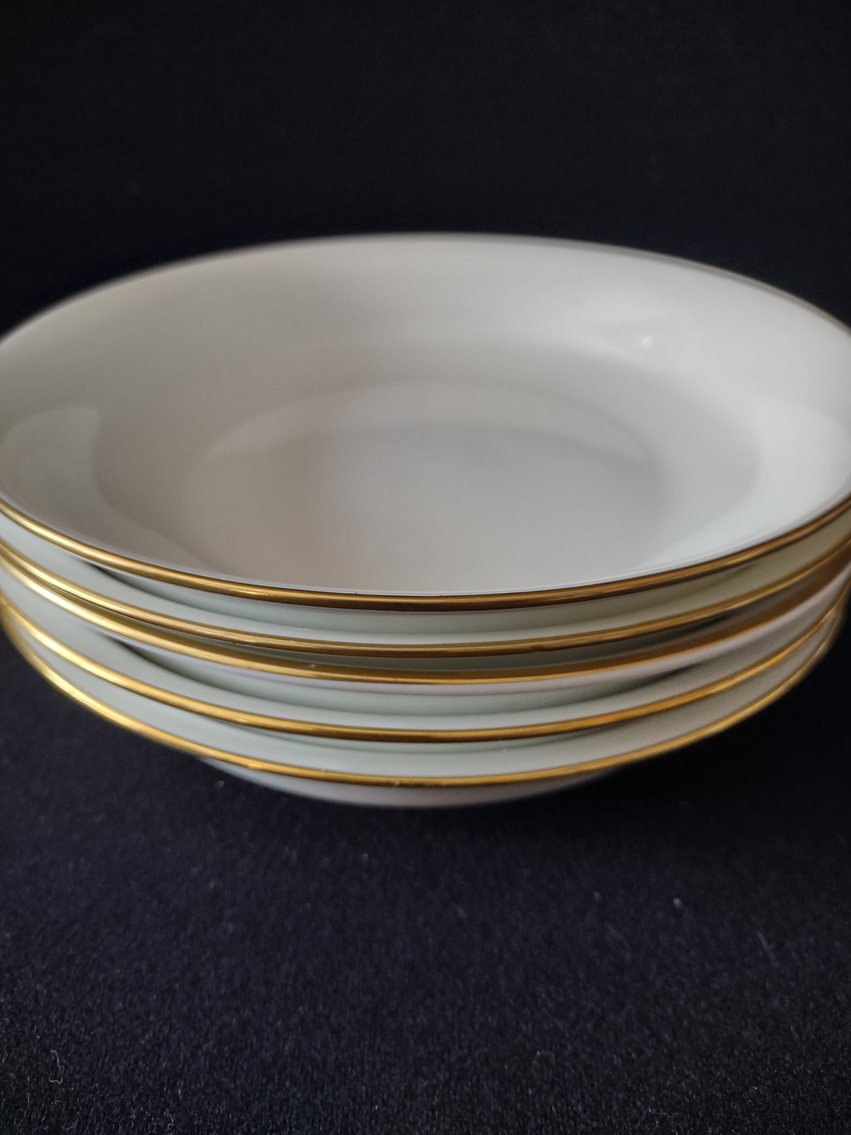 Vintage Oxford Bone China Special Off-White Gold Band Pasta Bowl Set of 5 [7227]