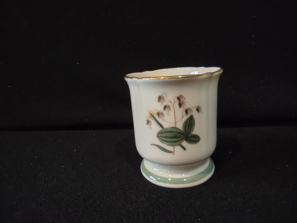 Vintage Frederik Lunning Lily of the Valley Footed Porcelain Cachepot - front view