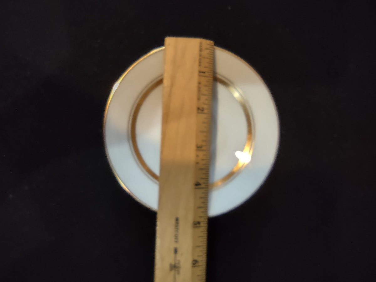 Oxford Bone China Andover saucer - size reference with ruler showing approximately 6 inches