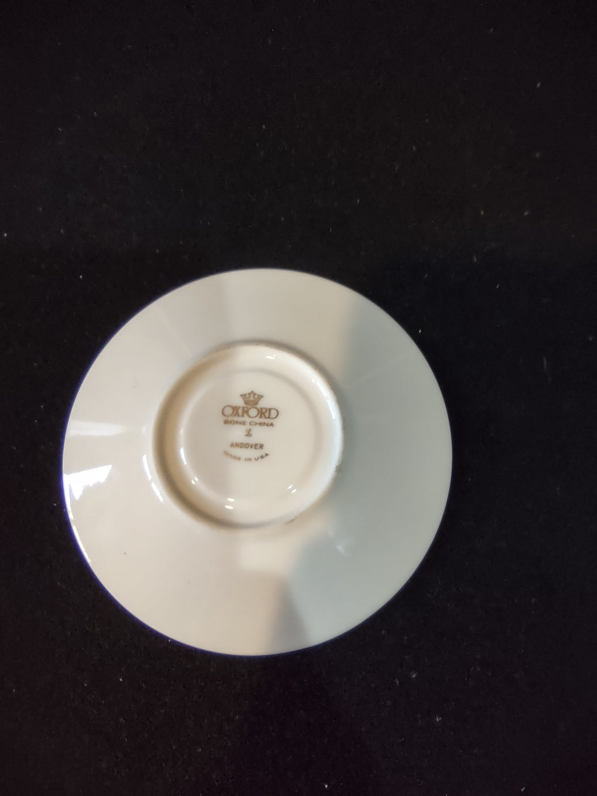 Oxford Bone China Andover saucer - close-up backstamp detail