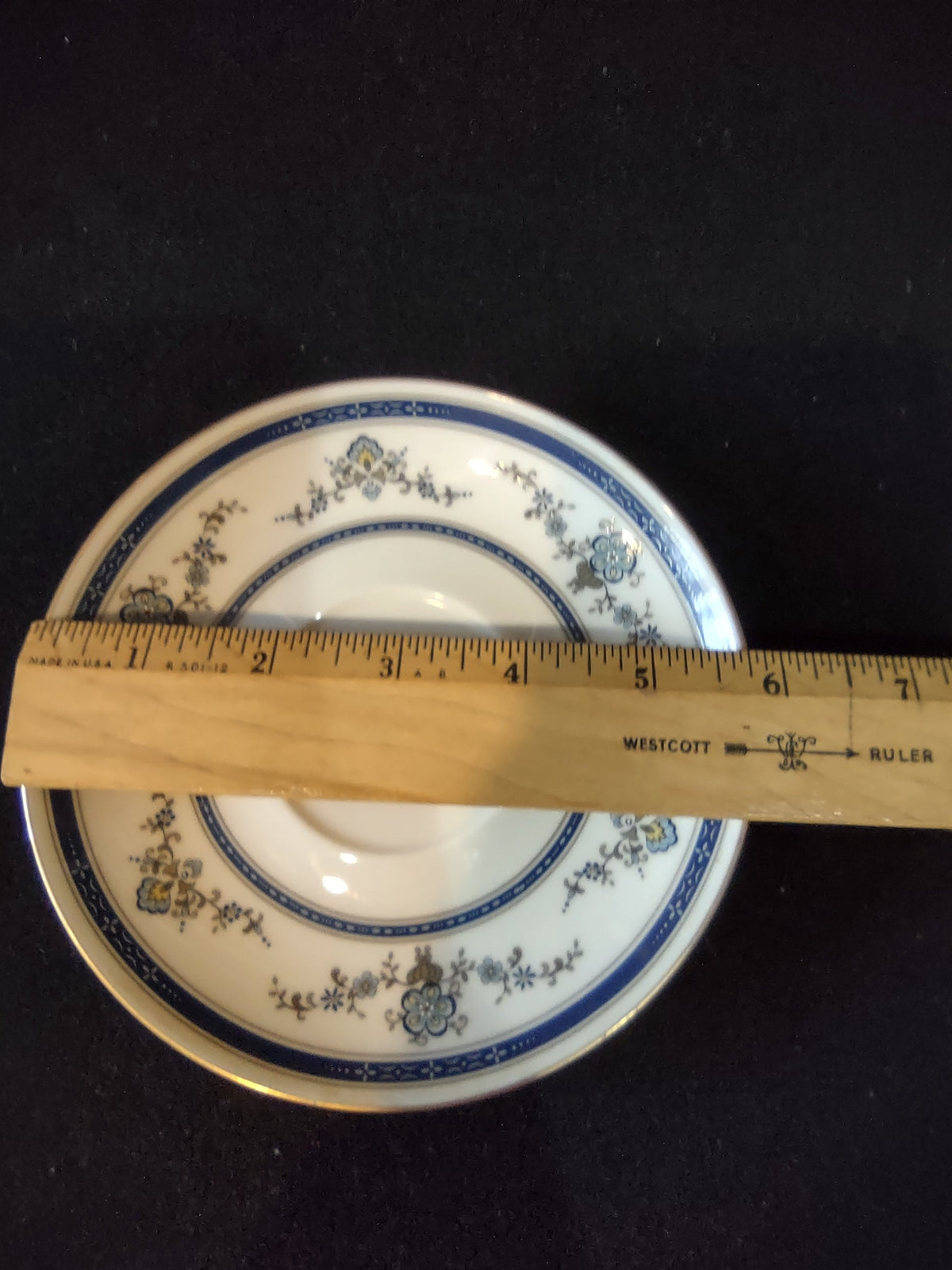 Gorham Finial Fine China saucer - front view showing full pattern