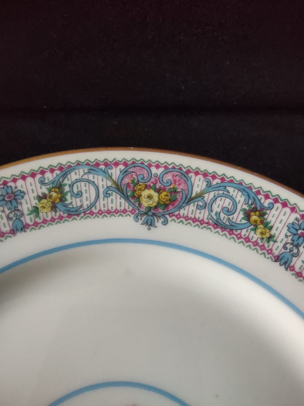 Vintage Limoges France plate border scrollwork detail close up