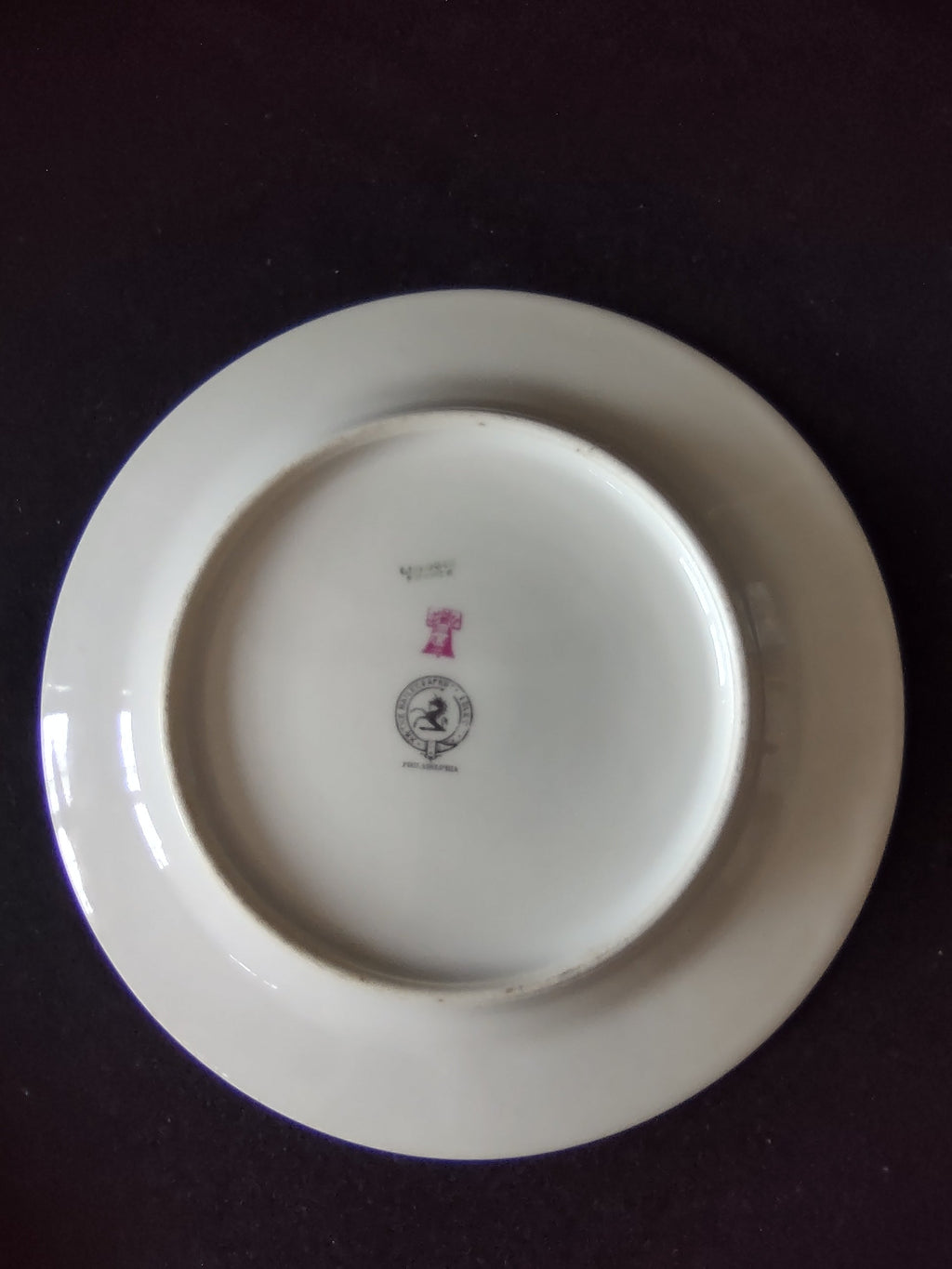 Vintage Limoges France plate center urn pink roses floral motif close up