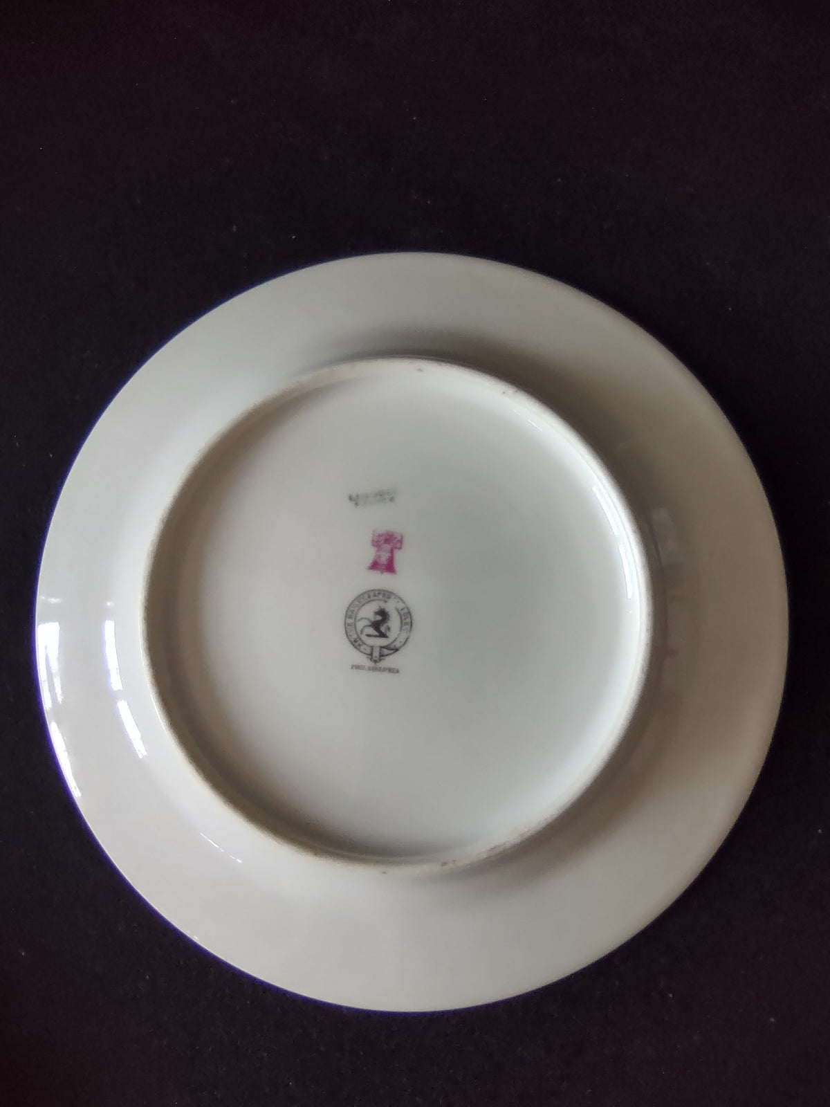 Vintage Limoges France plate center urn pink roses floral motif close up