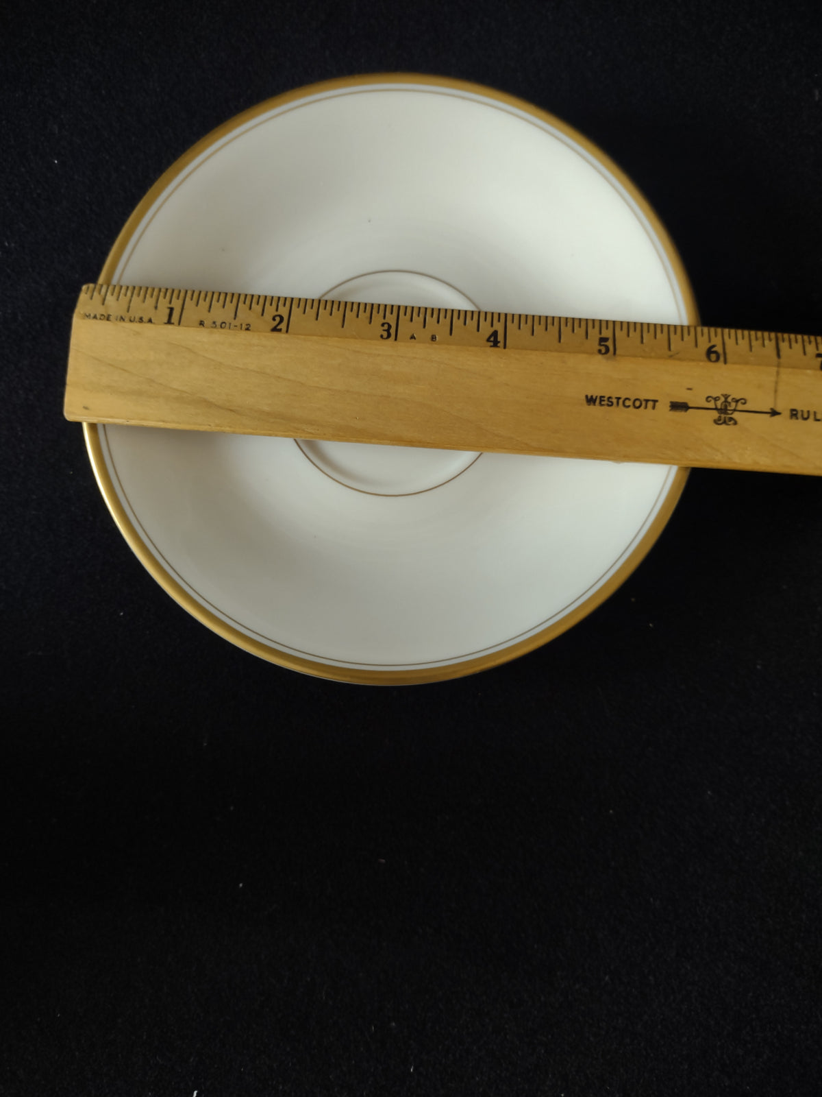 Vintage Syracuse China Gold Band Footed Cup & Saucer Set of 3 [7228]