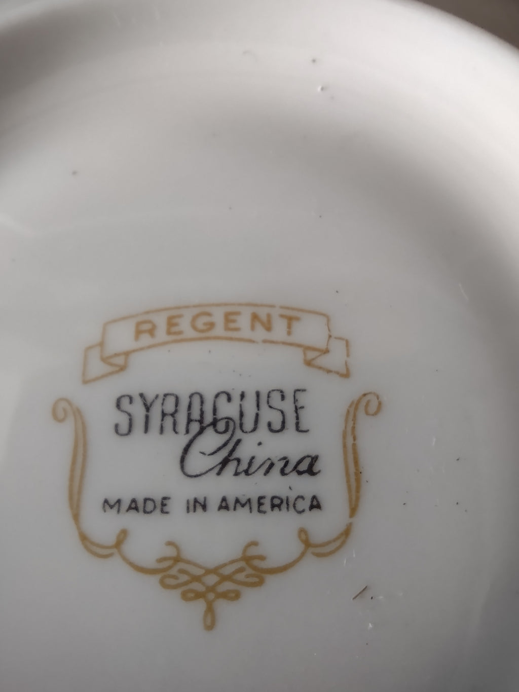 Vintage Syracuse China Gold Band Footed Cup & Saucer Set of 3 [7228]