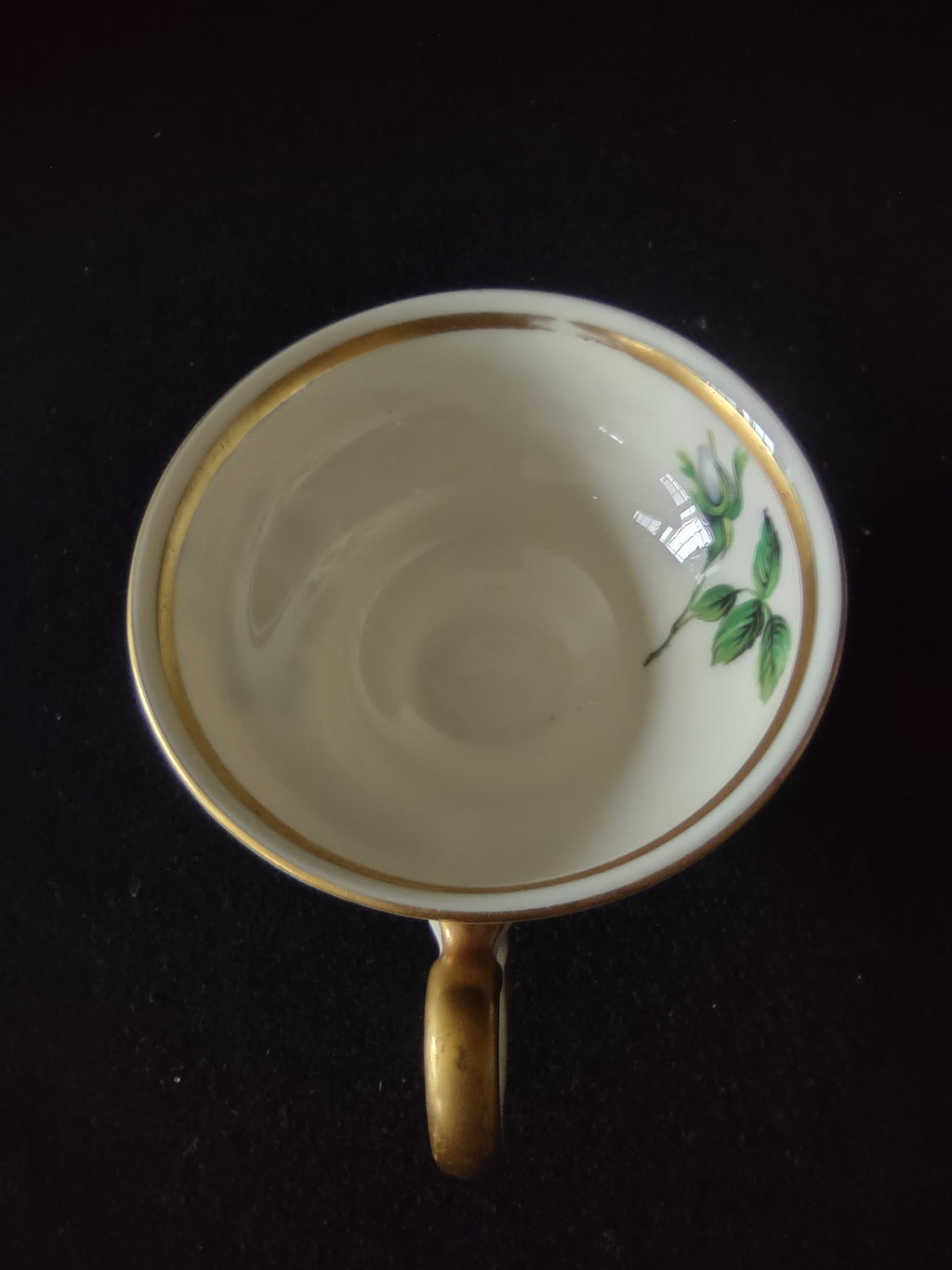 Vintage Castleton China Blue Rose Cup & Saucer Cream Gold USA [7001]