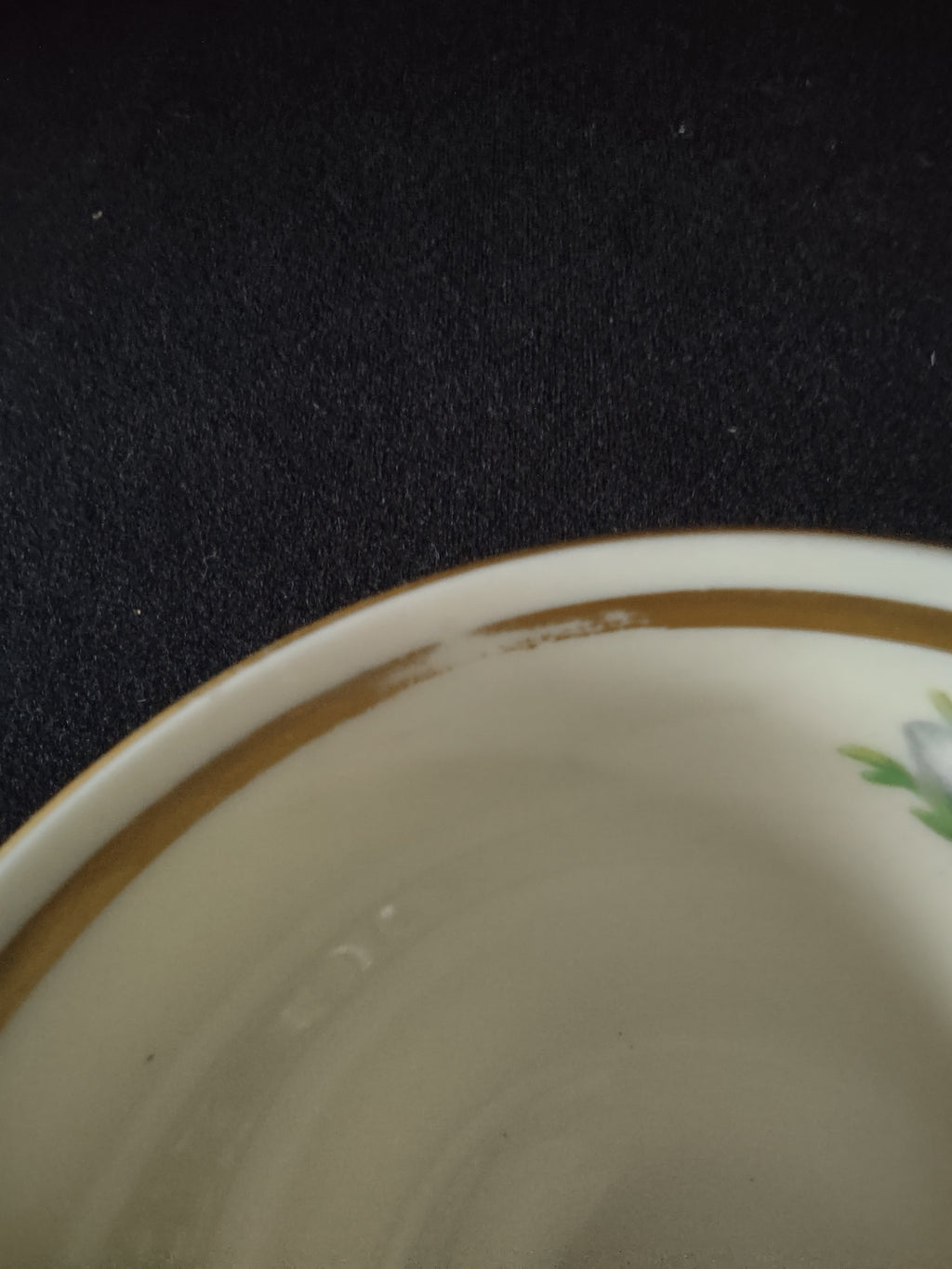 Vintage Castleton China Blue Rose Cup & Saucer Cream Gold USA [7001]