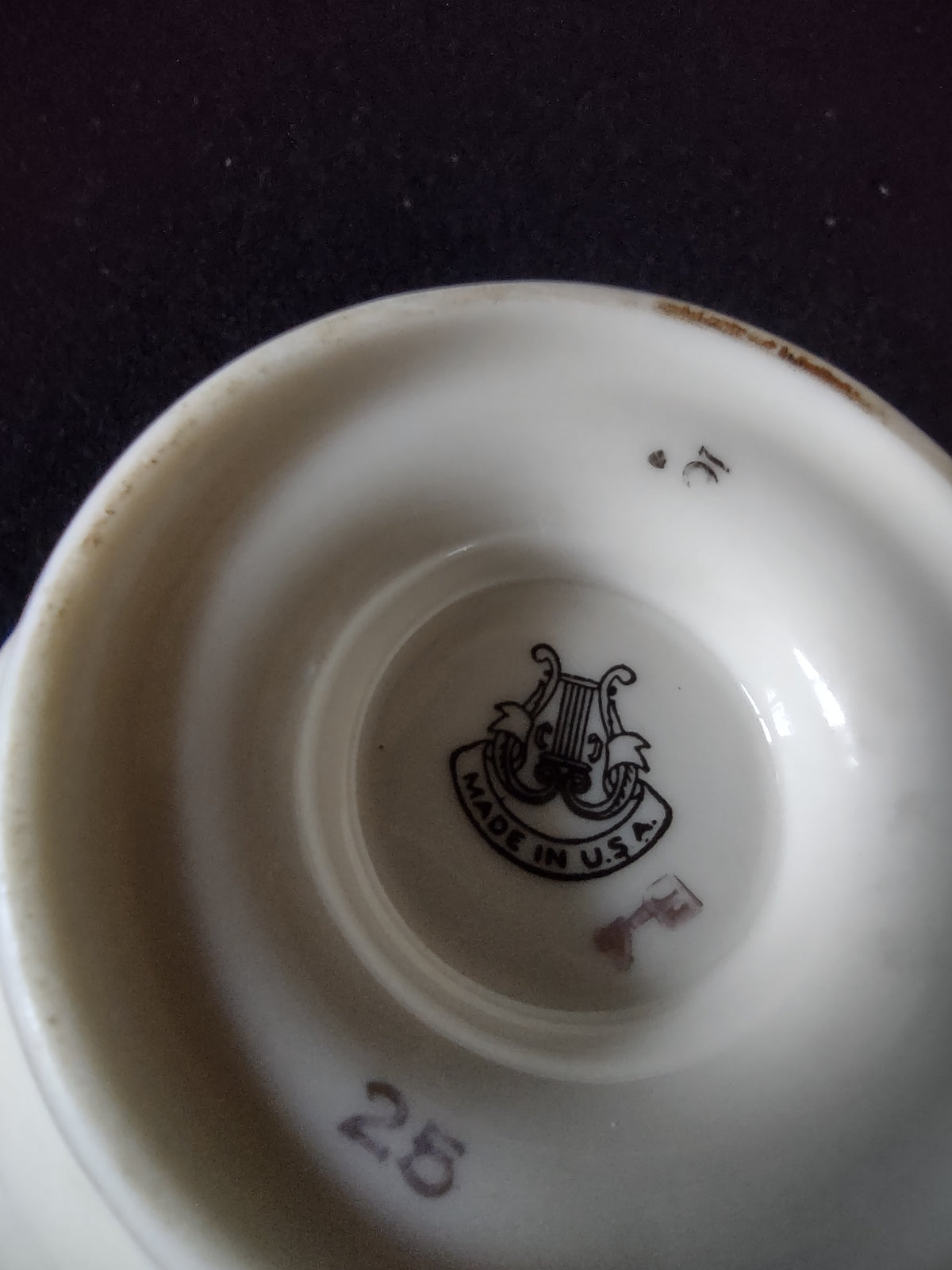Vintage Castleton China Blue Rose Cup & Saucer Cream Gold USA [7001]