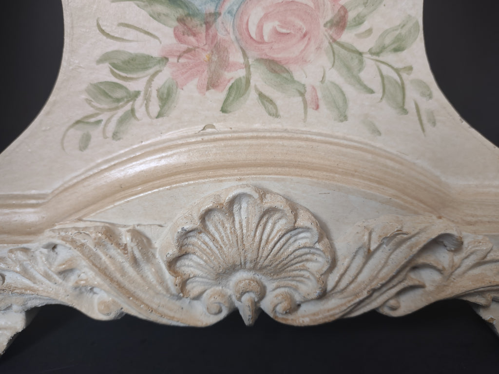 Vintage Victorian Mantel Clock Cream Rose Floral Painted Bronze Bezel [7345]