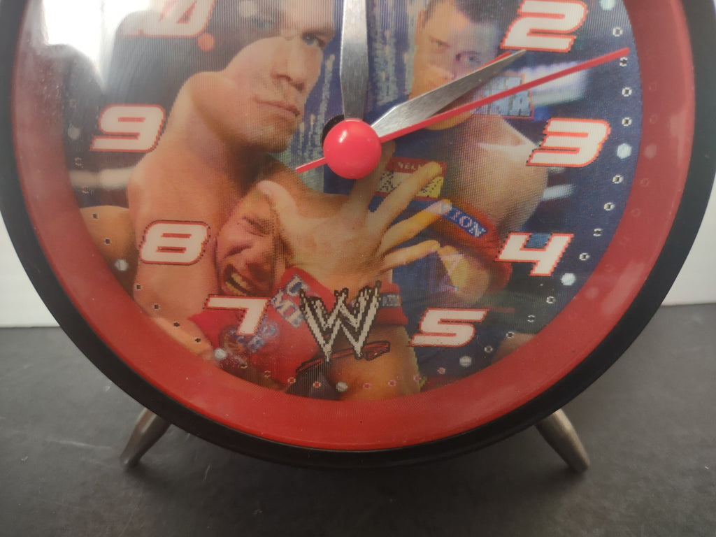 Vintage WWE Twin Bell Alarm Clock Black & Silver Wrestler John Cena [7343]