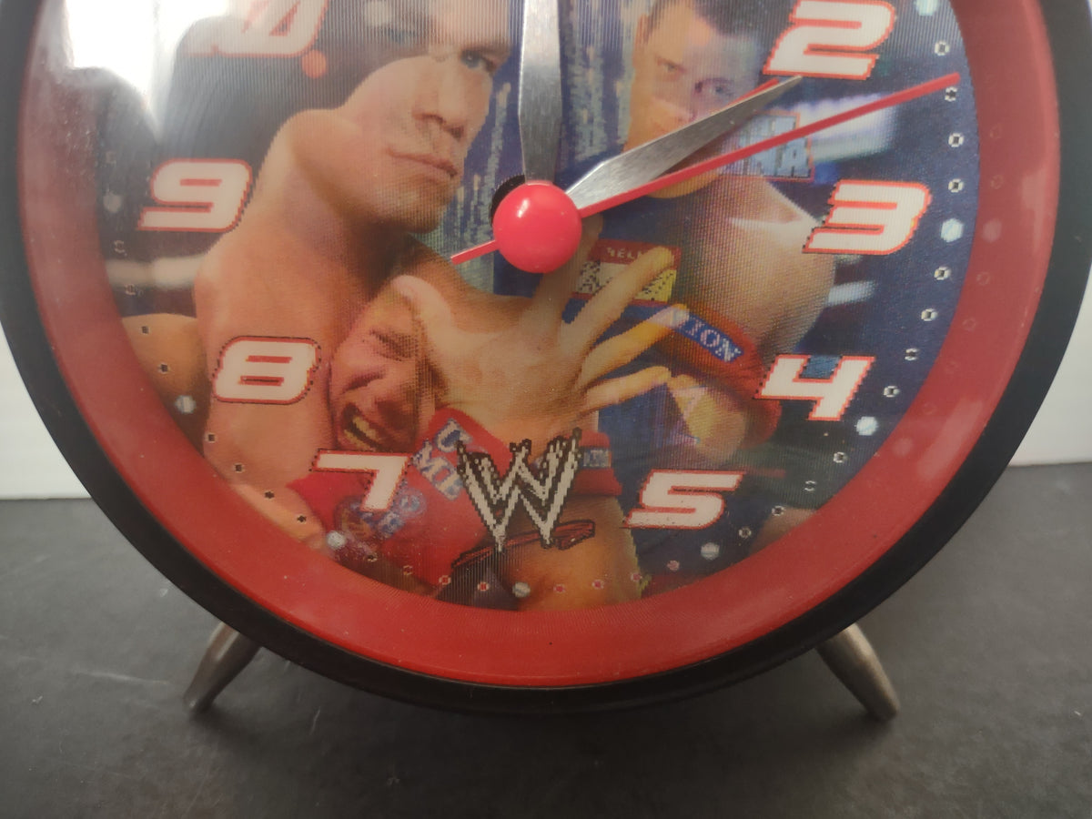 Vintage WWE Twin Bell Alarm Clock Black & Silver Wrestler John Cena [7343]
