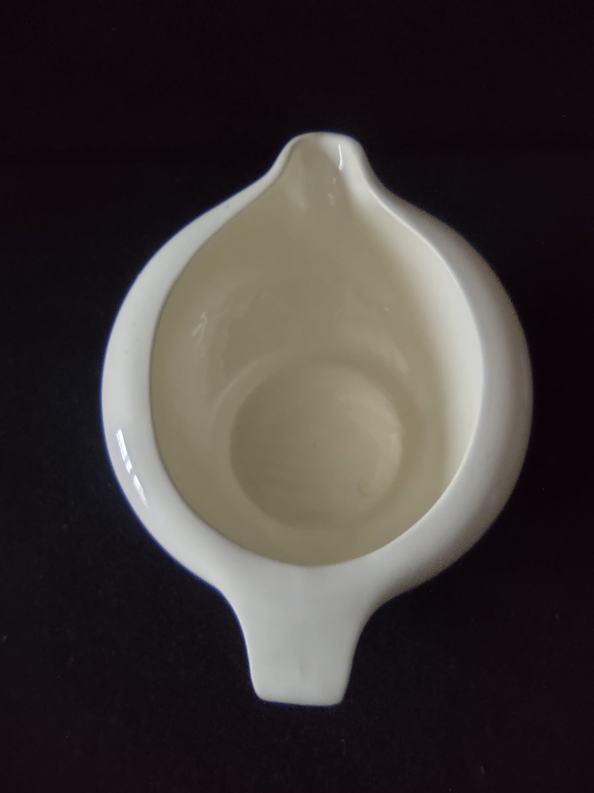 Vintage Blue Ridge Southern Potteries off-white gravy boat - bottom backstamp view